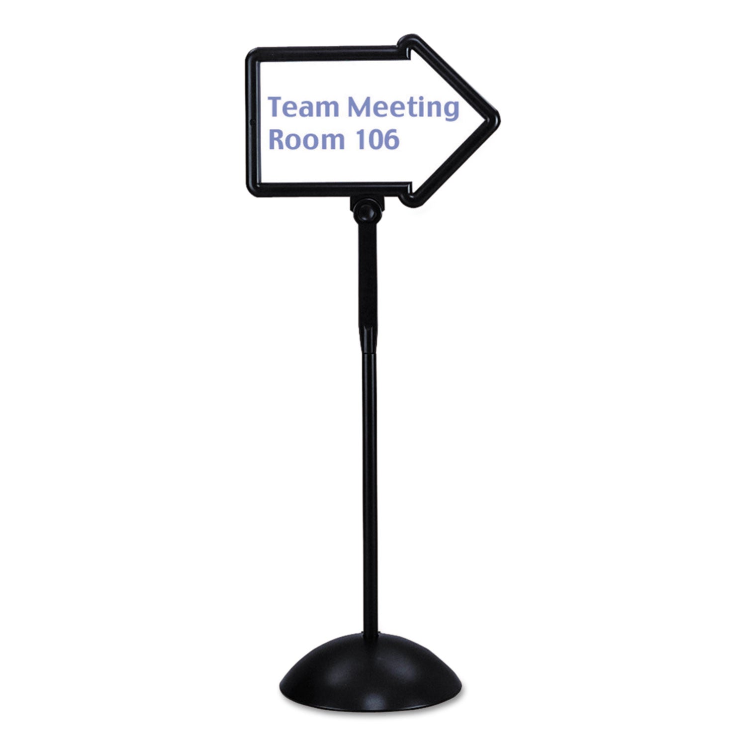 Safco® WriteWay Double-Sided Magnetic Dry Erase Standing Message Sign, Arrow, 64.25" Tall Black Stand, 25.5 x 17.75 White Face