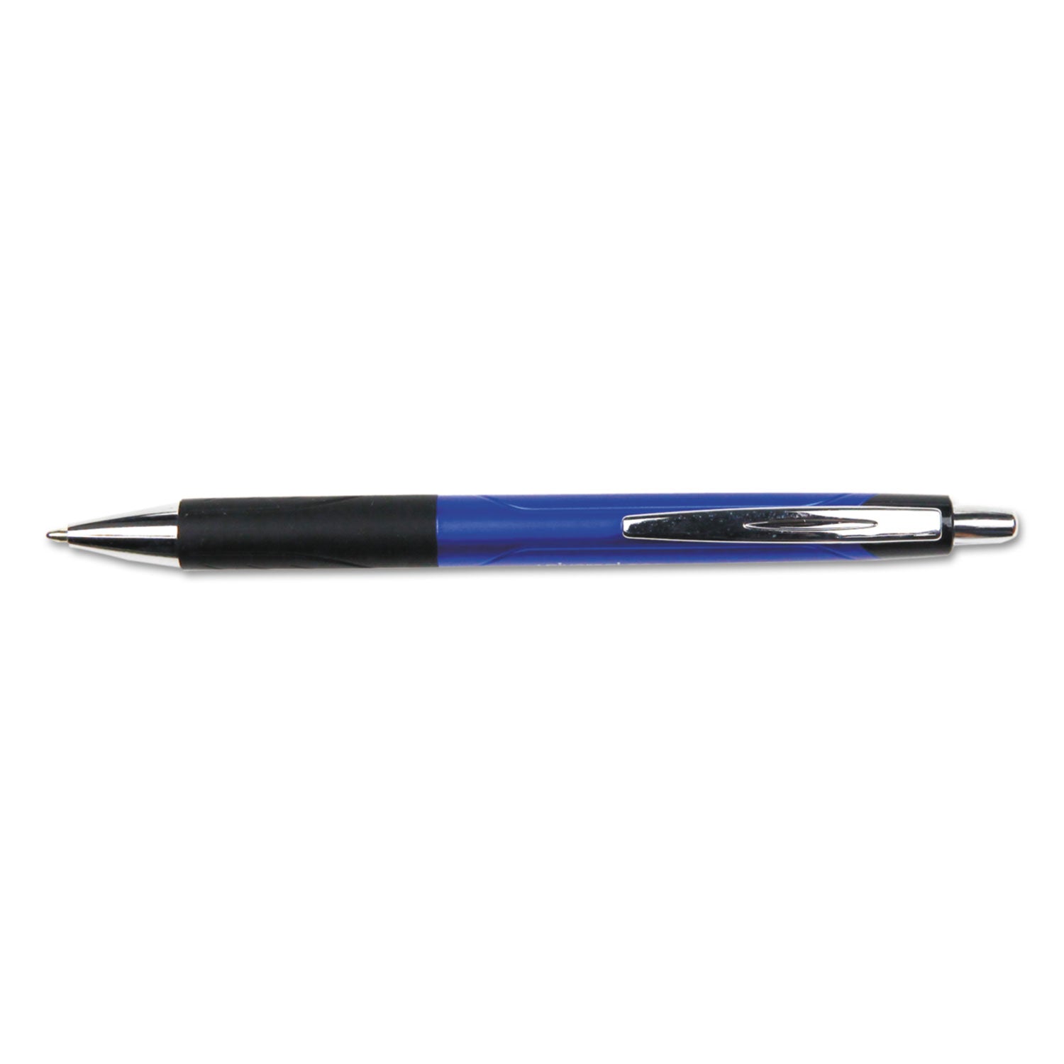 Universal™ Comfort Grip Ballpoint Pen, Retractable, Medium 1 mm, Blue Ink, Blue/Black Barrel, Dozen