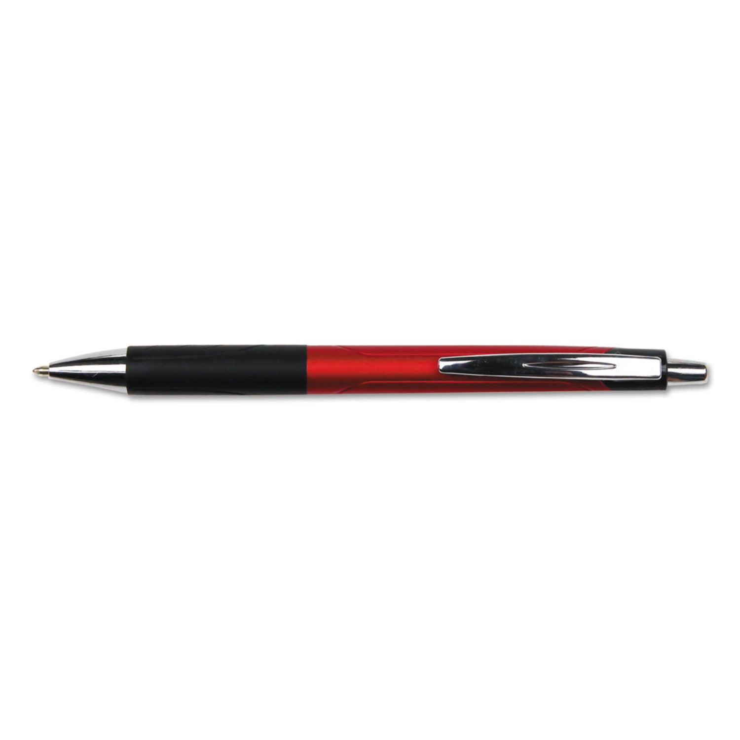 Universal™ Comfort Grip Ballpoint Pen, Retractable, Medium 1 mm, Red Ink, Red/Black Barrel, Dozen