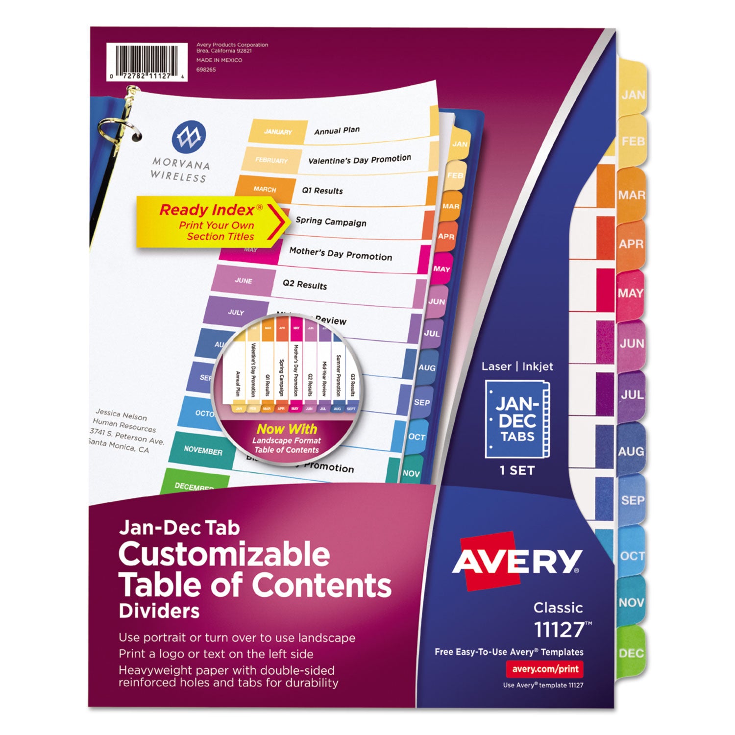 AVERY PRODUCTS CORPORATION Customizable TOC Ready Index Multicolor Tab Dividers, 12-Tab, Jan. to Dec., 11 x 8.5, White, Traditional Color Tabs, 1 Set - Flipcost