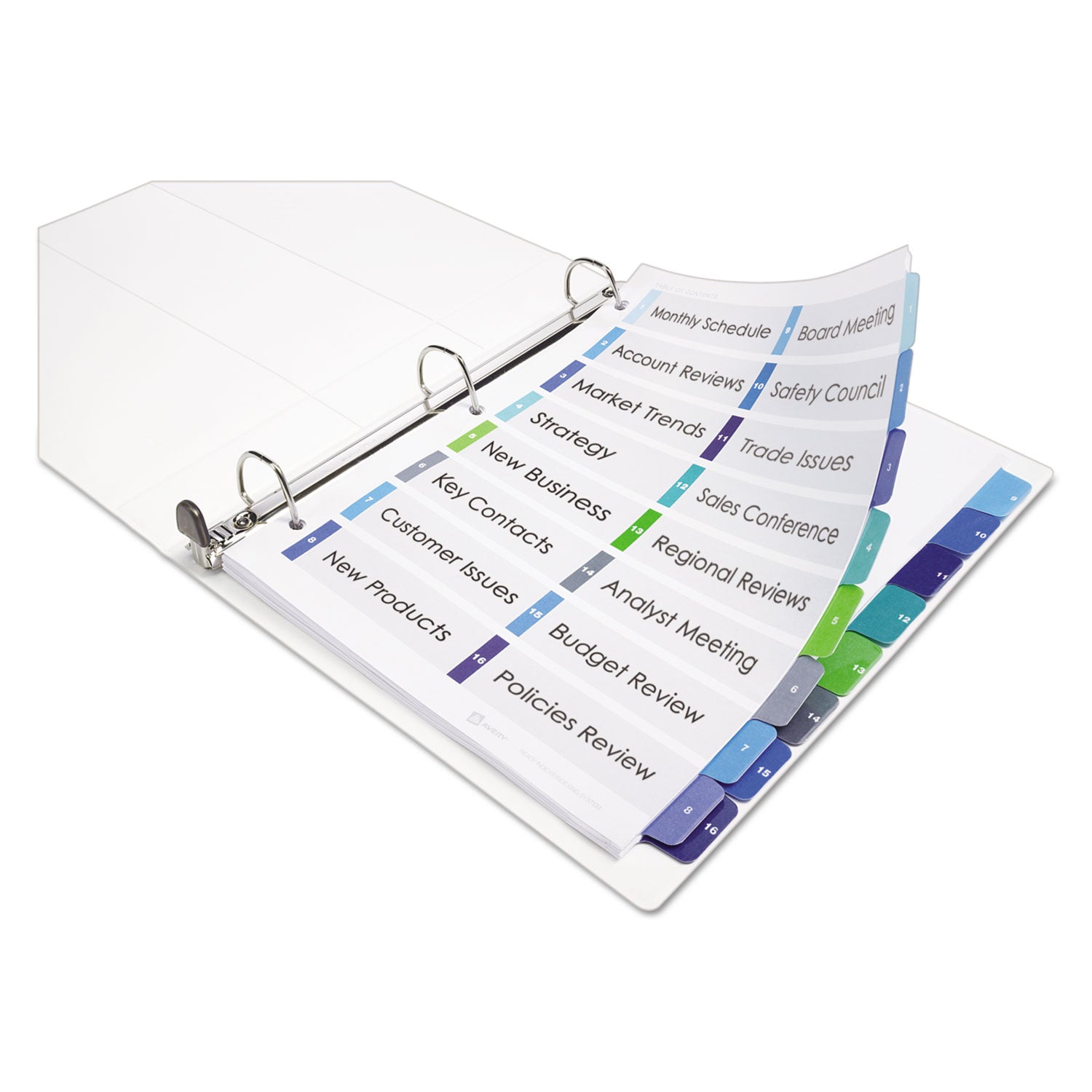 Avery® Customizable TOC Ready Index Double Column Multicolor Tab Dividers, 16-Tab, 1 to 16, 11 x 8.5, White, 1 Set