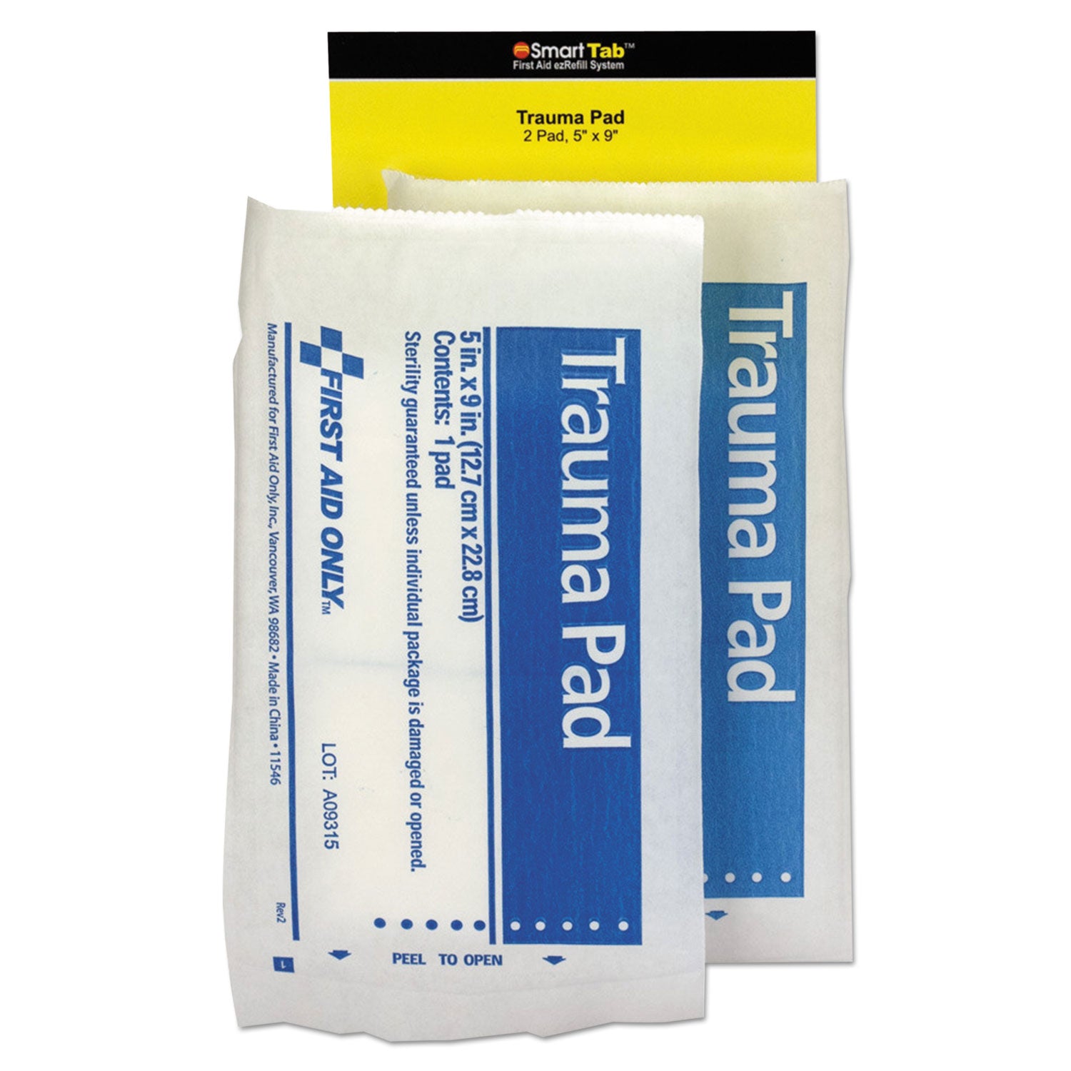 SmartCompliance Refill Trauma Pad, 5 x 9, White, 2/Bag