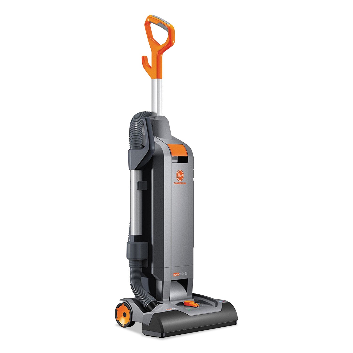 Hoover® Commercial HushTone Vacuum Cleaner with Intellibelt, 15" Cleaning Path, Gray/Orange