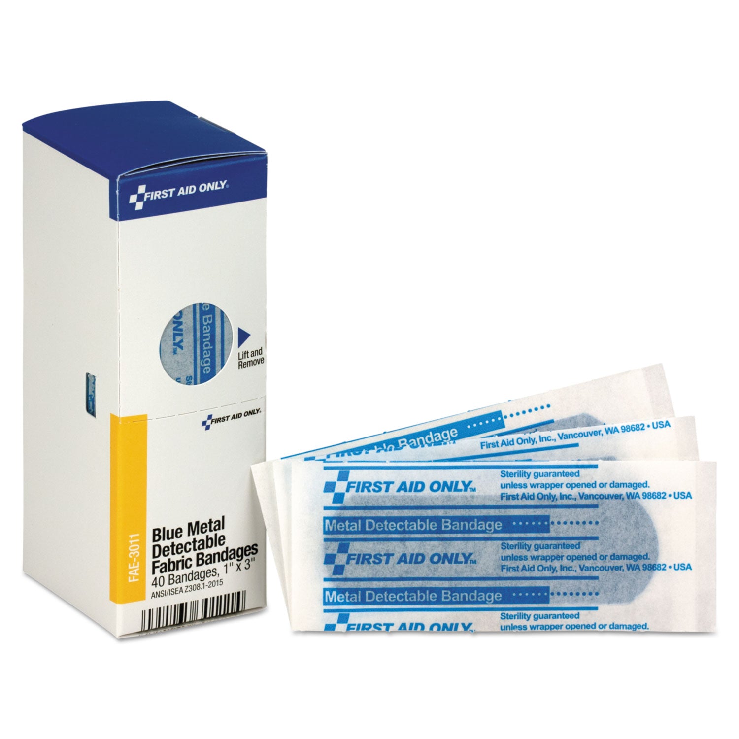 Refill for SmartCompliance General Cabinet, Blue Metal Detectable Bandages, 1 x 3, 40/Box