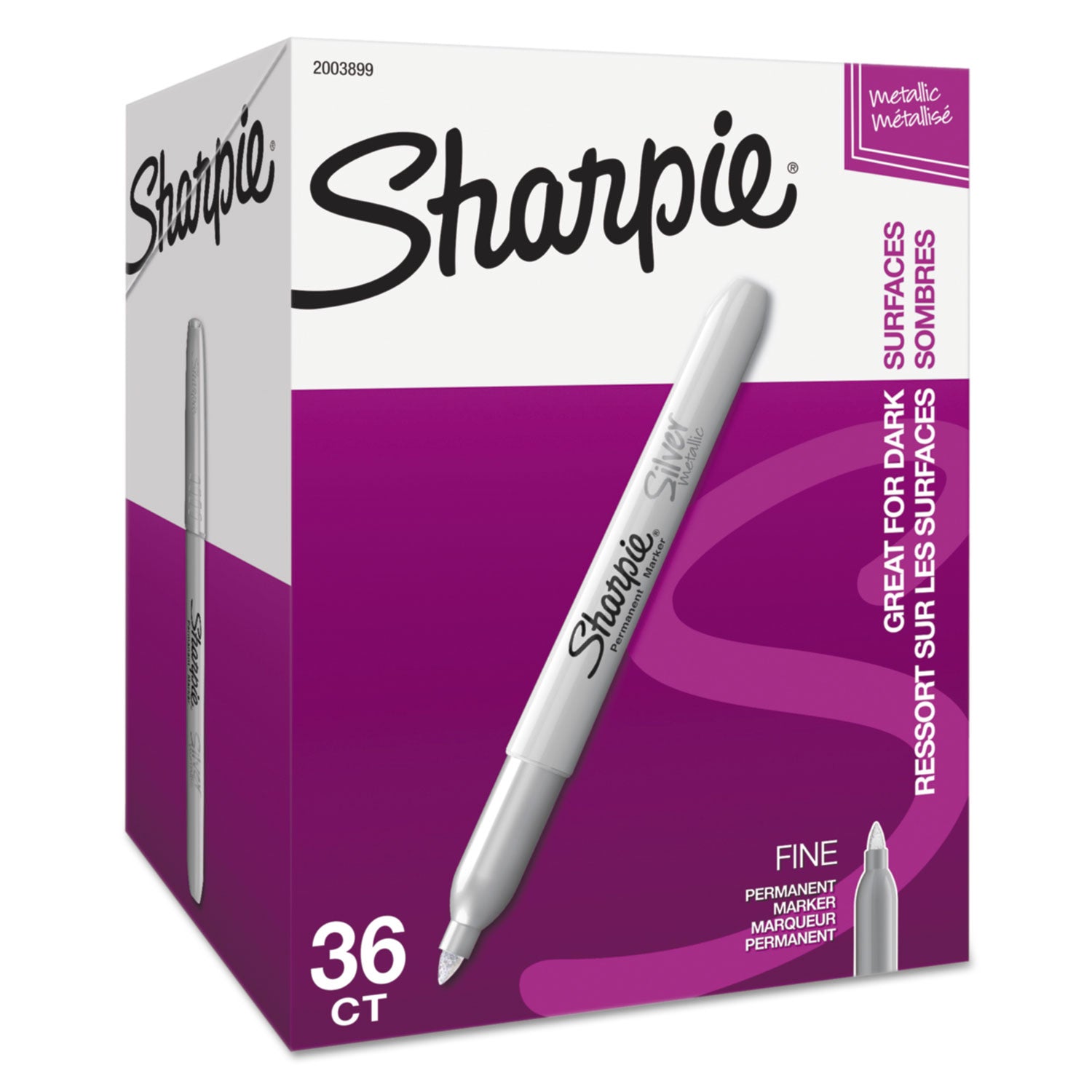 Sharpie® Metallic Fine Point Permanent Marker Value Pack, Fine Bullet Tip, Metallic Silver, 36/Pack