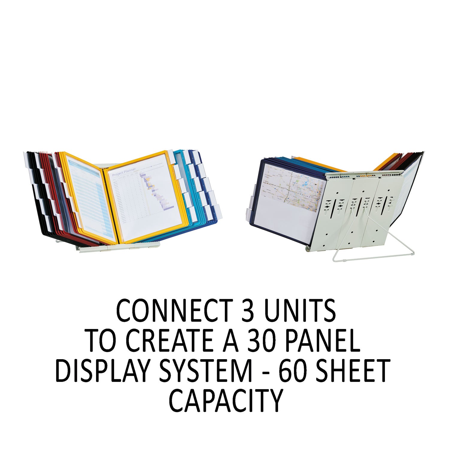 Durable® InstaView Expandable Desktop Reference System, 10 Panels, Assorted Borders