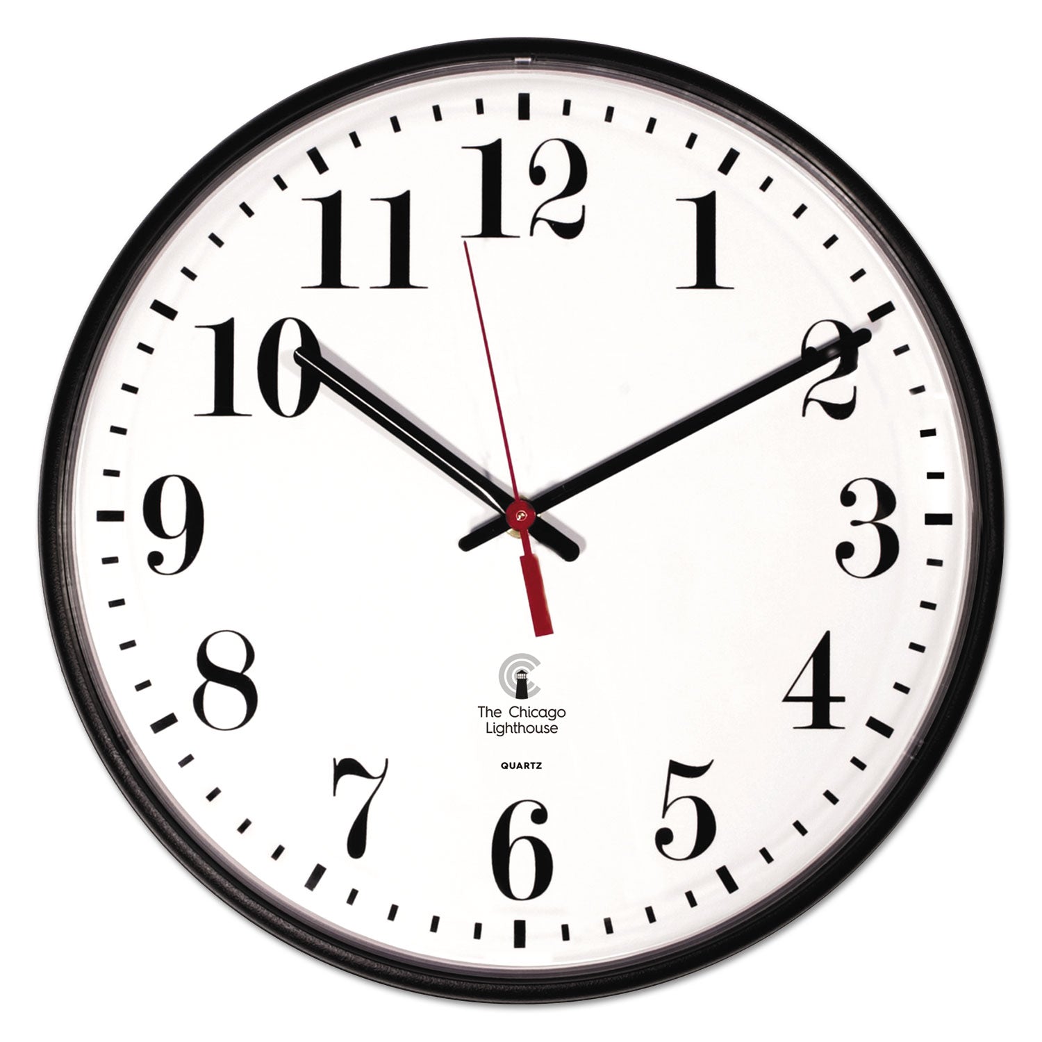 Quartz Slimline Clock, 12.75" Overall Diameter, Black Case, 1 AA (sold separately)