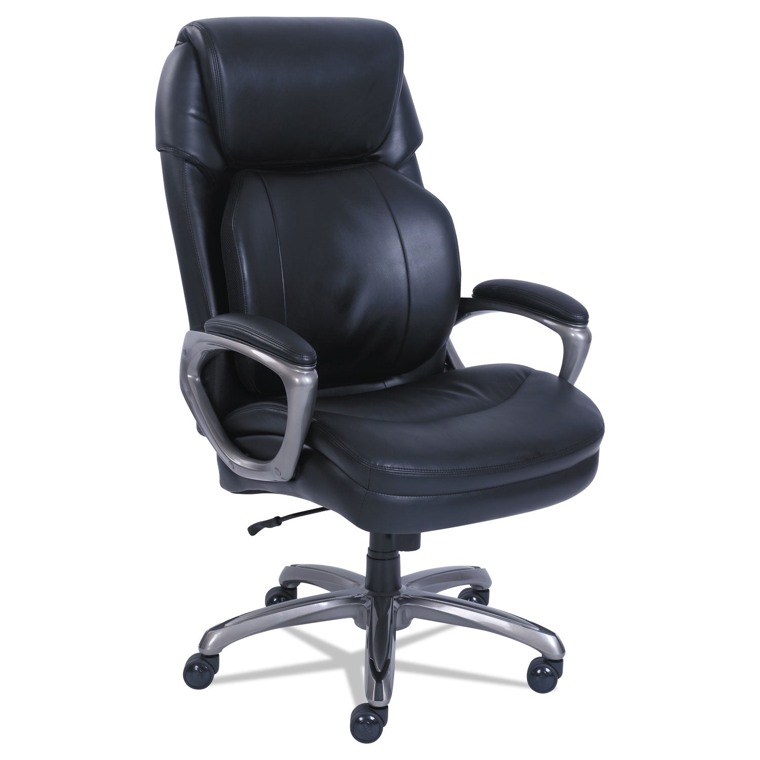 Cosset Big and Tall Executive Chair, Supports Up to 400 lb, 19" to 22" Seat Height, Black Seat/Back, Slate Base