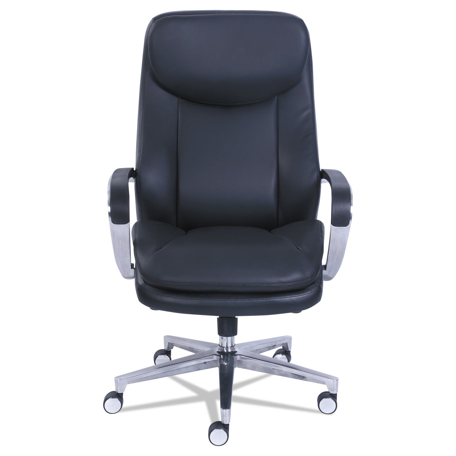 La-Z-Boy® Commercial 2000 High-Back Executive Chair, Supports Up to 300 lb, 20.25" to 23.25" Seat Height, Black Seat/Back, Silver Base