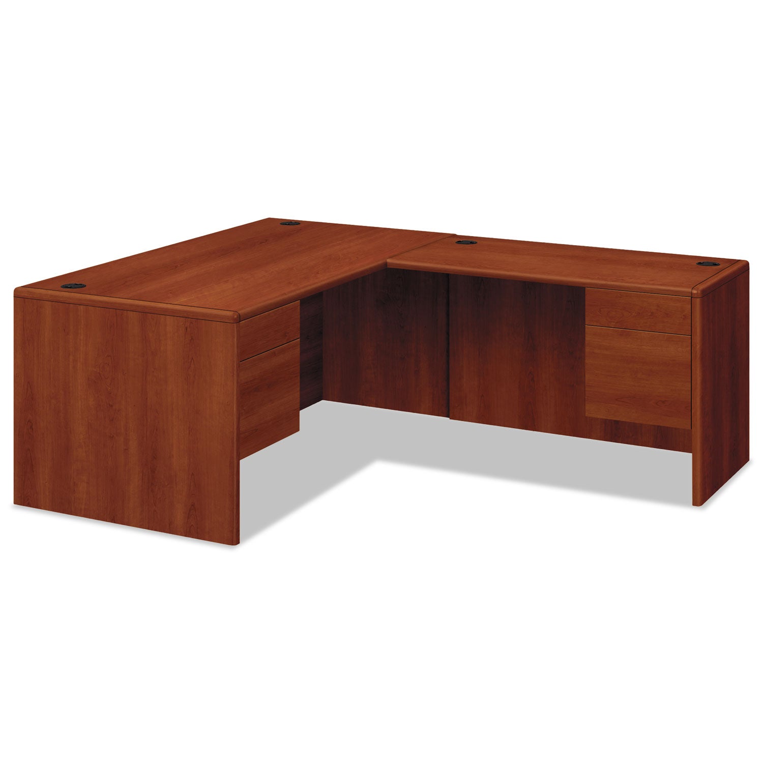 HON® 10700 Series "L" Workstation Desk with Three-Quarter Height Pedestal on Left, 66" x 30" x 29.5", Cognac