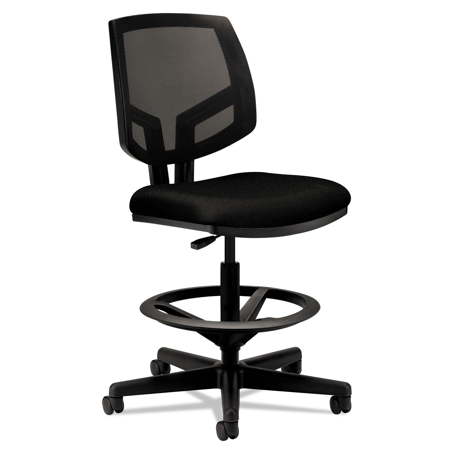 Volt Series Mesh Back Adjustable Task Stool, Supports Up to 275 lb, 22.88" to 32.38" Seat Height, Black