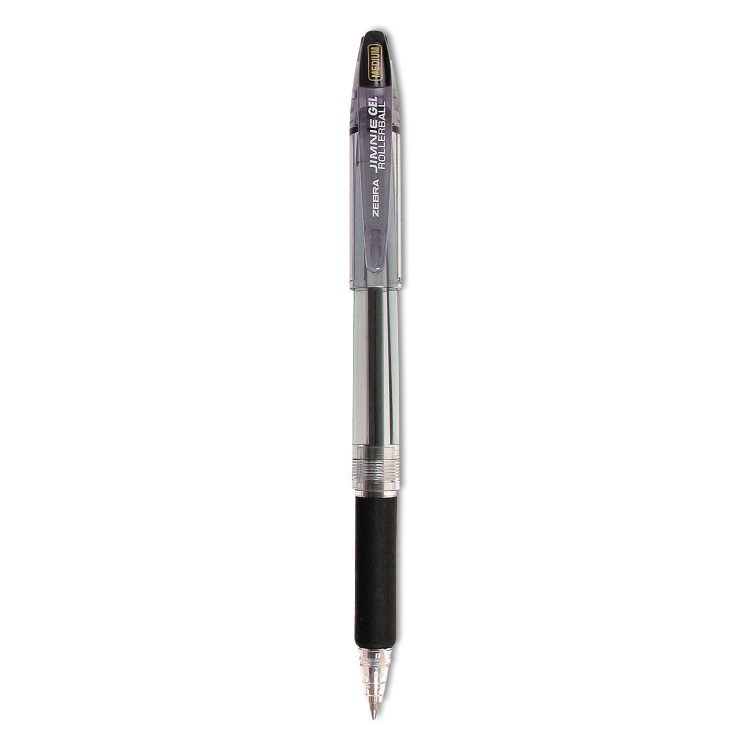 Jimnie Gel Pen, Stick, Medium 0.7 mm, Black Ink, Clear/Black Barrel, 12/Pack