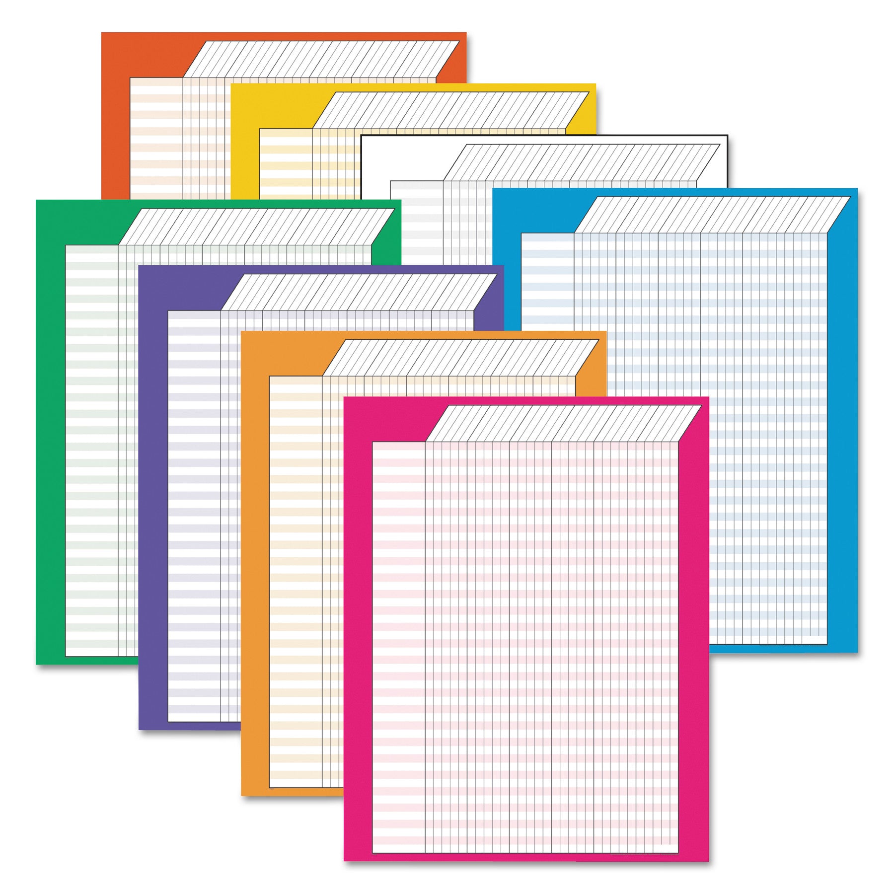 Jumbo Vertical Incentive Chart Pack, 22 x 28, Vertical Orientation, Assorted Colors with Assorted Borders, 8/Pack