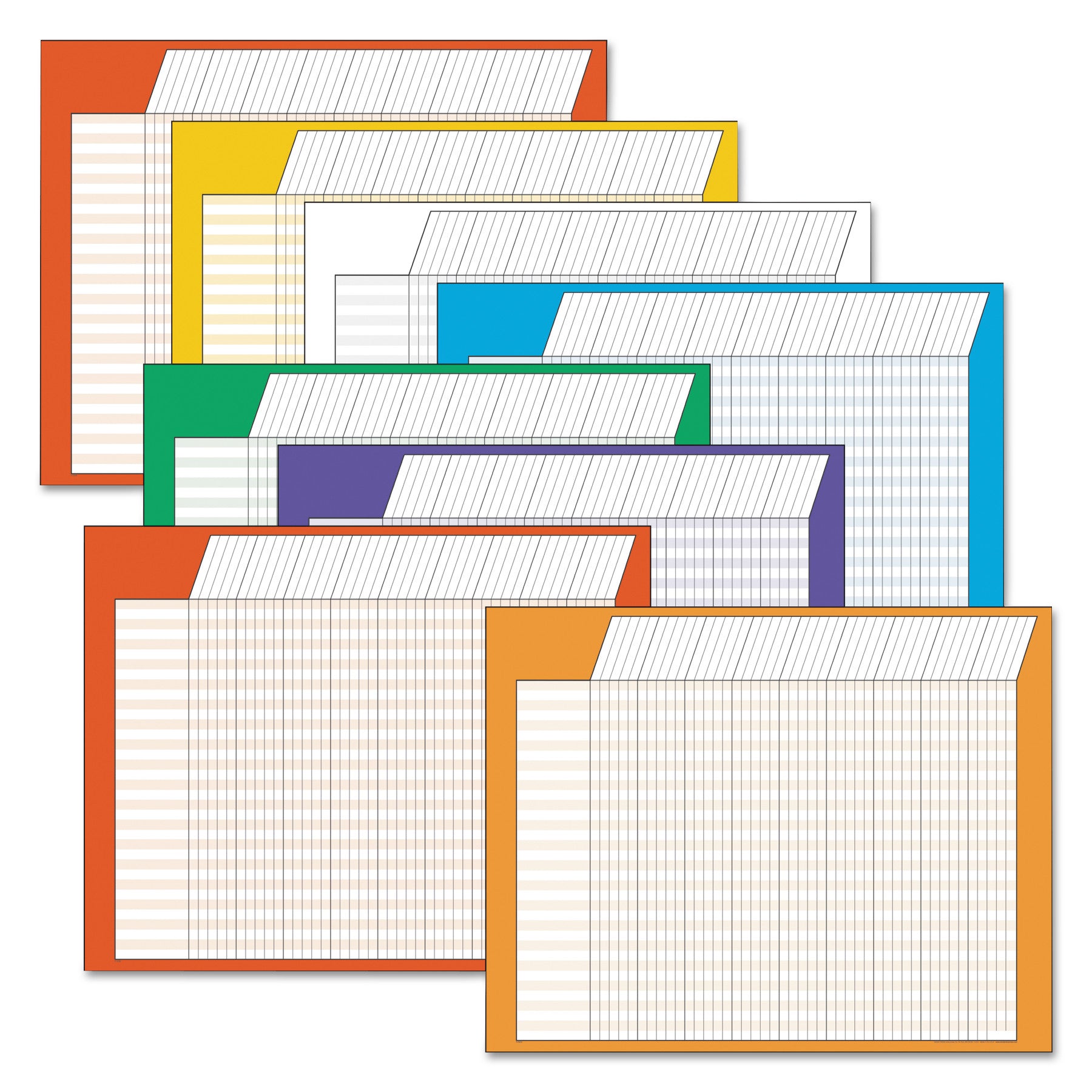 Jumbo Horizontal Incentive Chart Pack, 28 x 22, Assorted Colors with Assorted Borders, 8/Pack