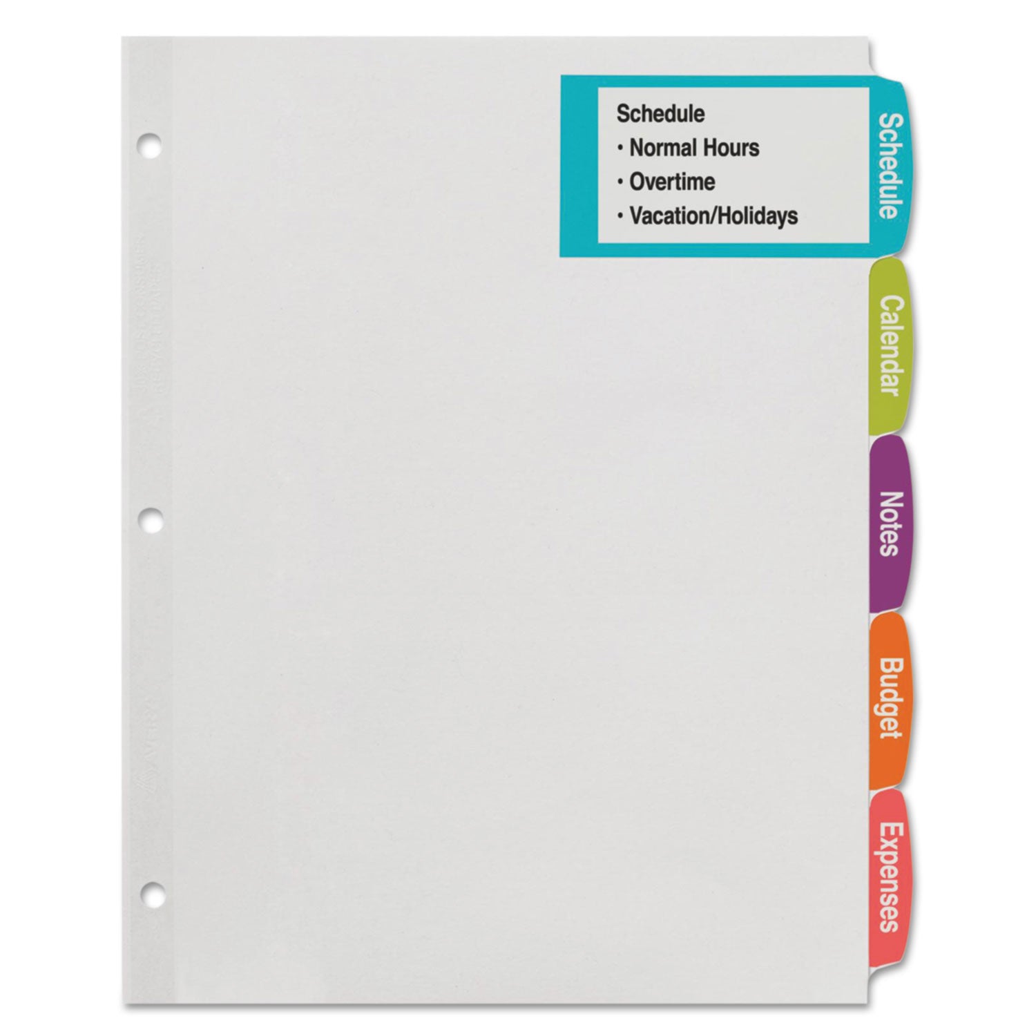 Avery® Big Tab Printable Large White Label Tab Dividers, 5-Tab, 11 x 8.5, White, 20 Sets