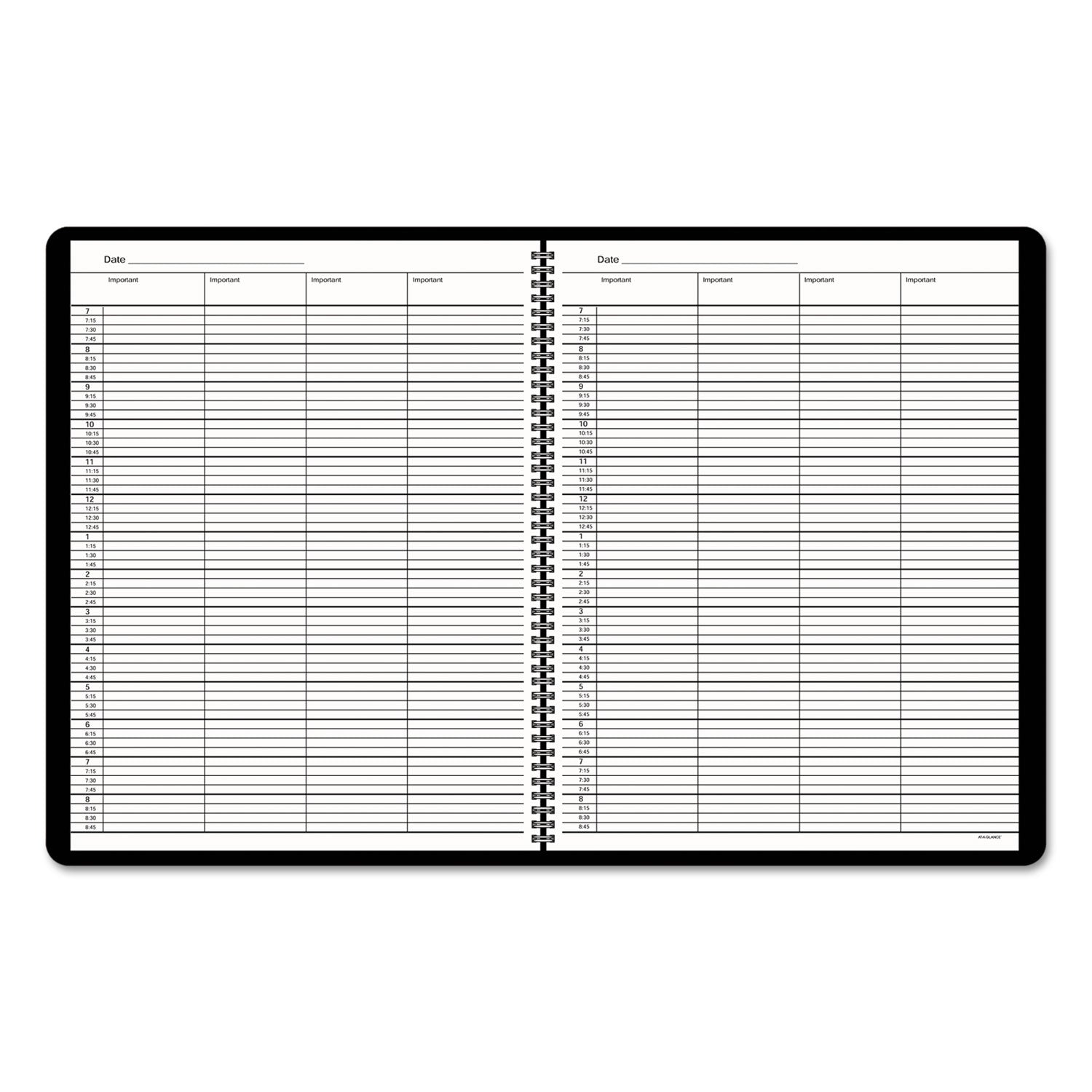 AT-A-GLANCE® Four-Person Group Undated Daily Appointment Book, 10.88 x 8.5, Black Cover, 12-Month (Jan to Dec): Undated