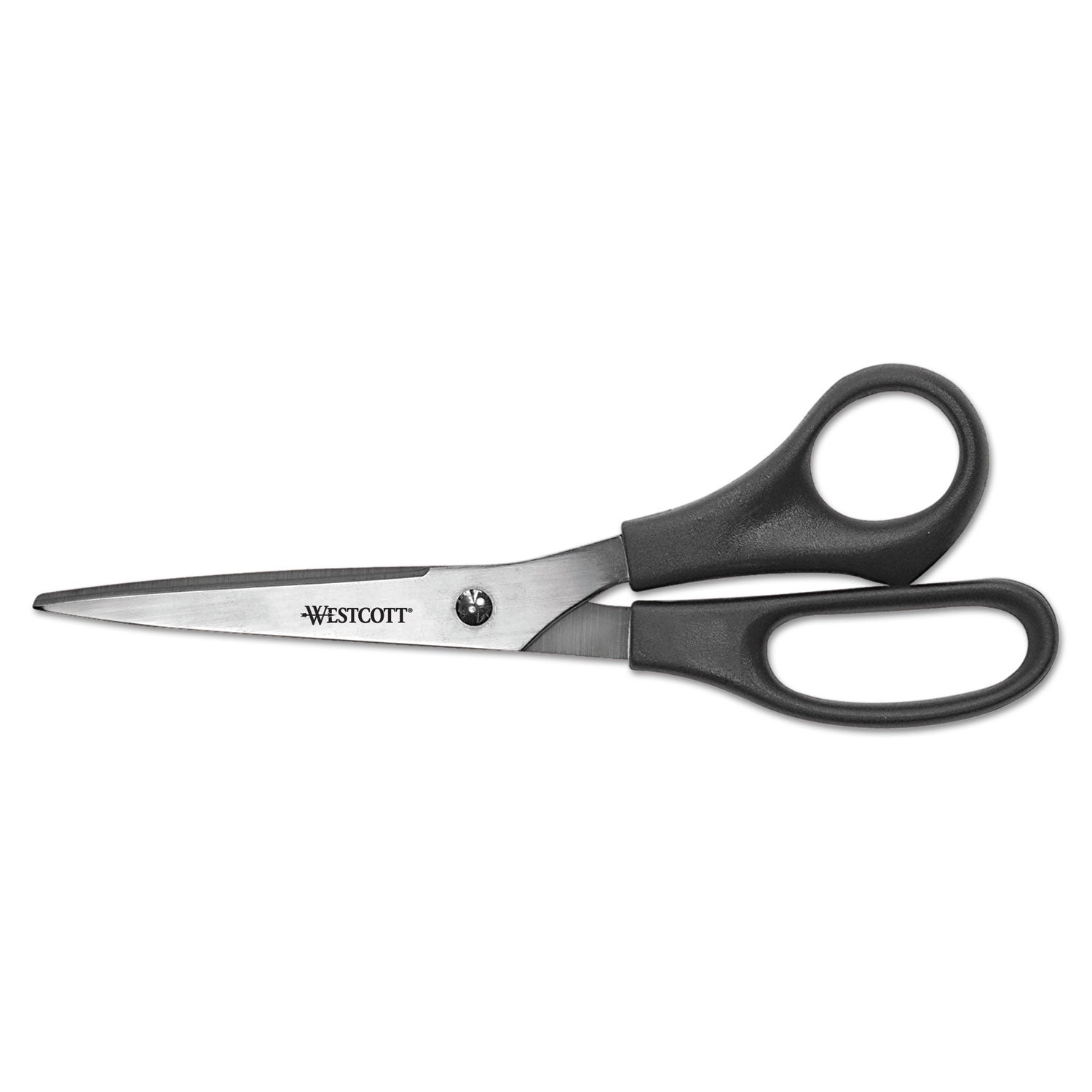 All Purpose Stainless Steel Scissors, 8" Long, 3.5" Cut Length, Offset Black Handle, 3/Pack