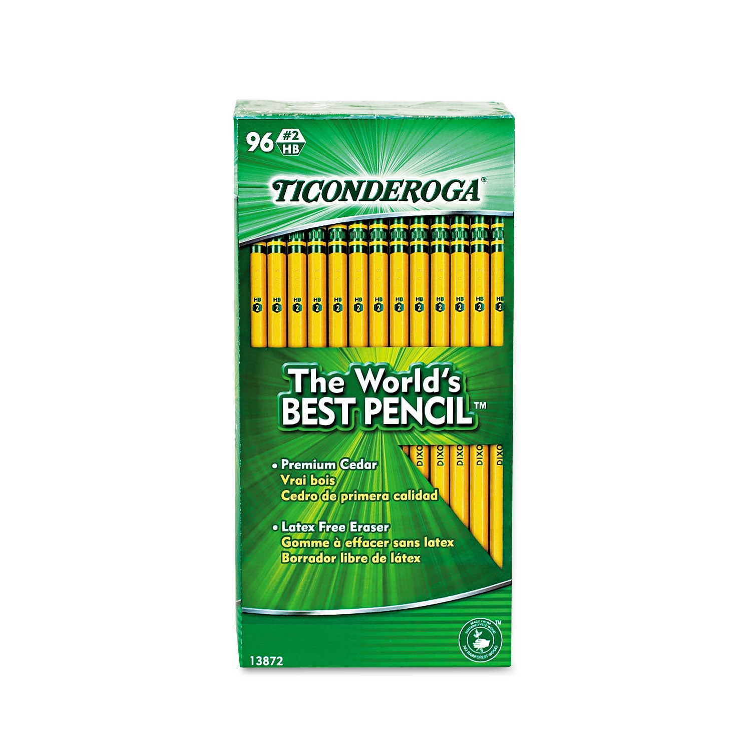 Ticonderoga® Pencil Value Pack, HB (#2), Black Lead, Yellow Barrel, 96/Pack