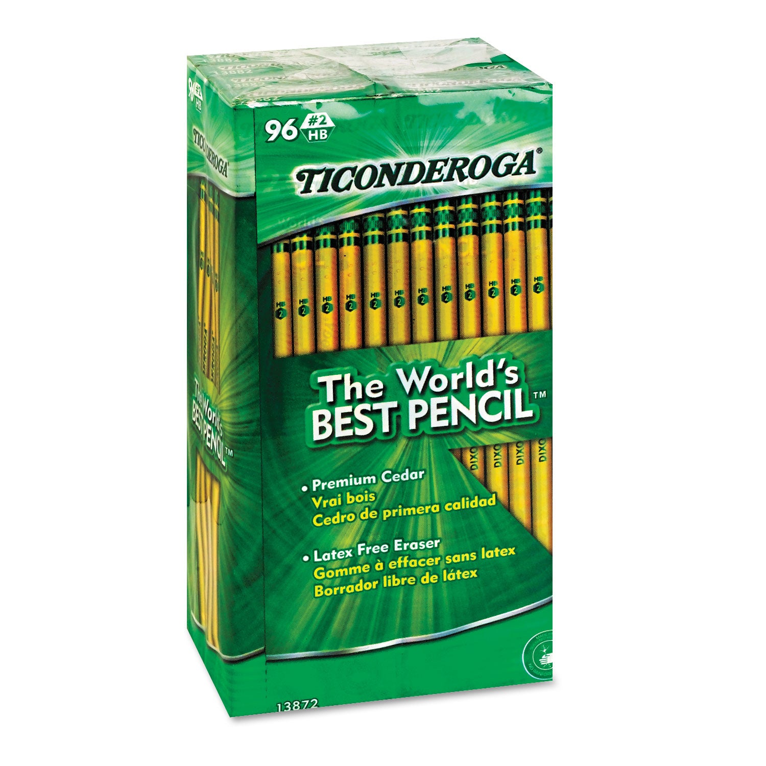 Ticonderoga® Pencil Value Pack, HB (#2), Black Lead, Yellow Barrel, 96/Pack