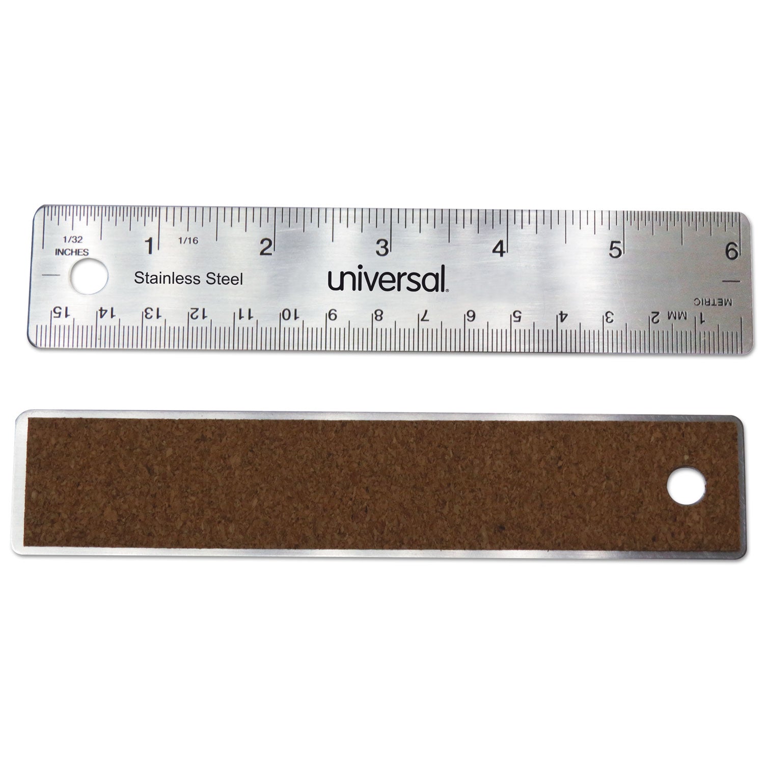 Universal® Stainless Steel Ruler, Standard/Metric, 6" Long