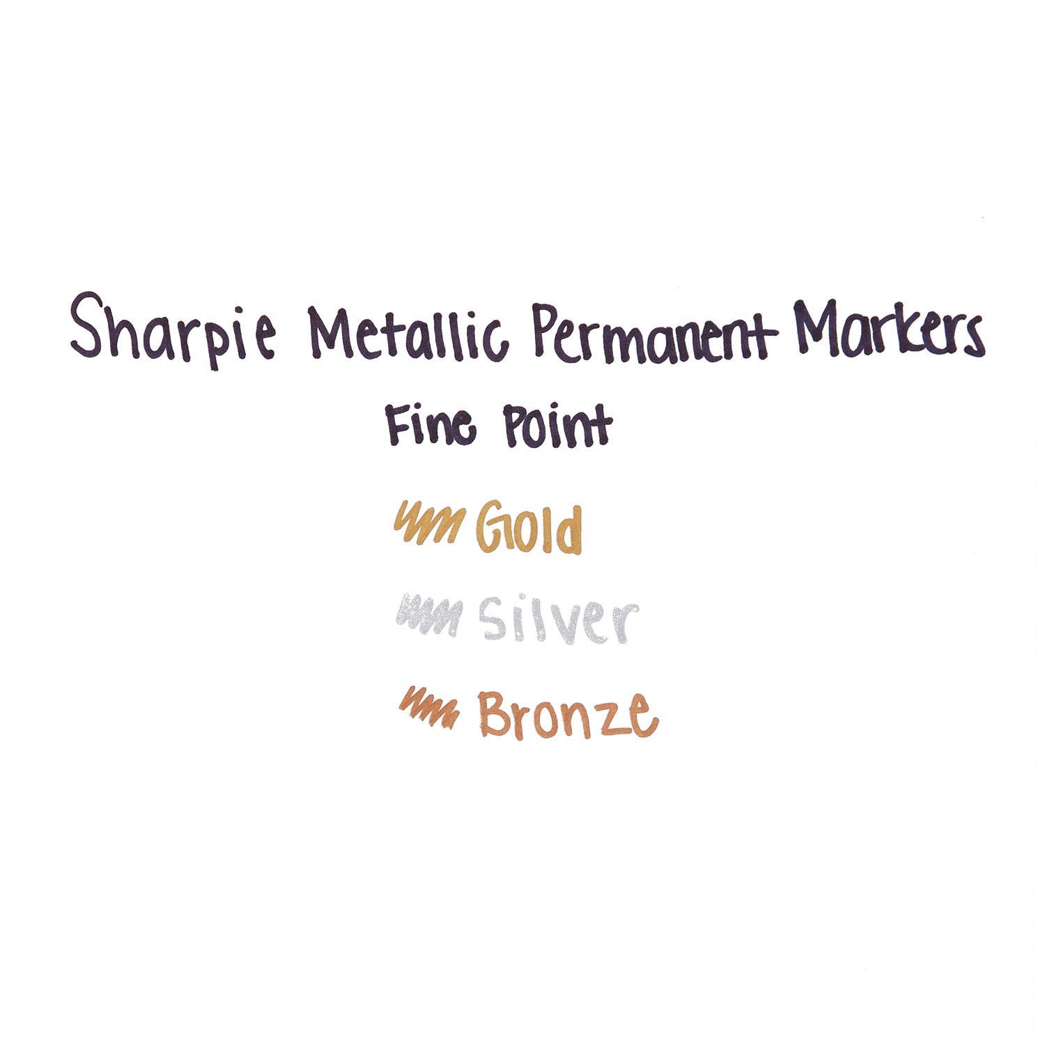 Sharpie® Metallic Fine Point Permanent Markers, Fine Bullet Tip, Gold-Silver-Bronze, 6/Pack