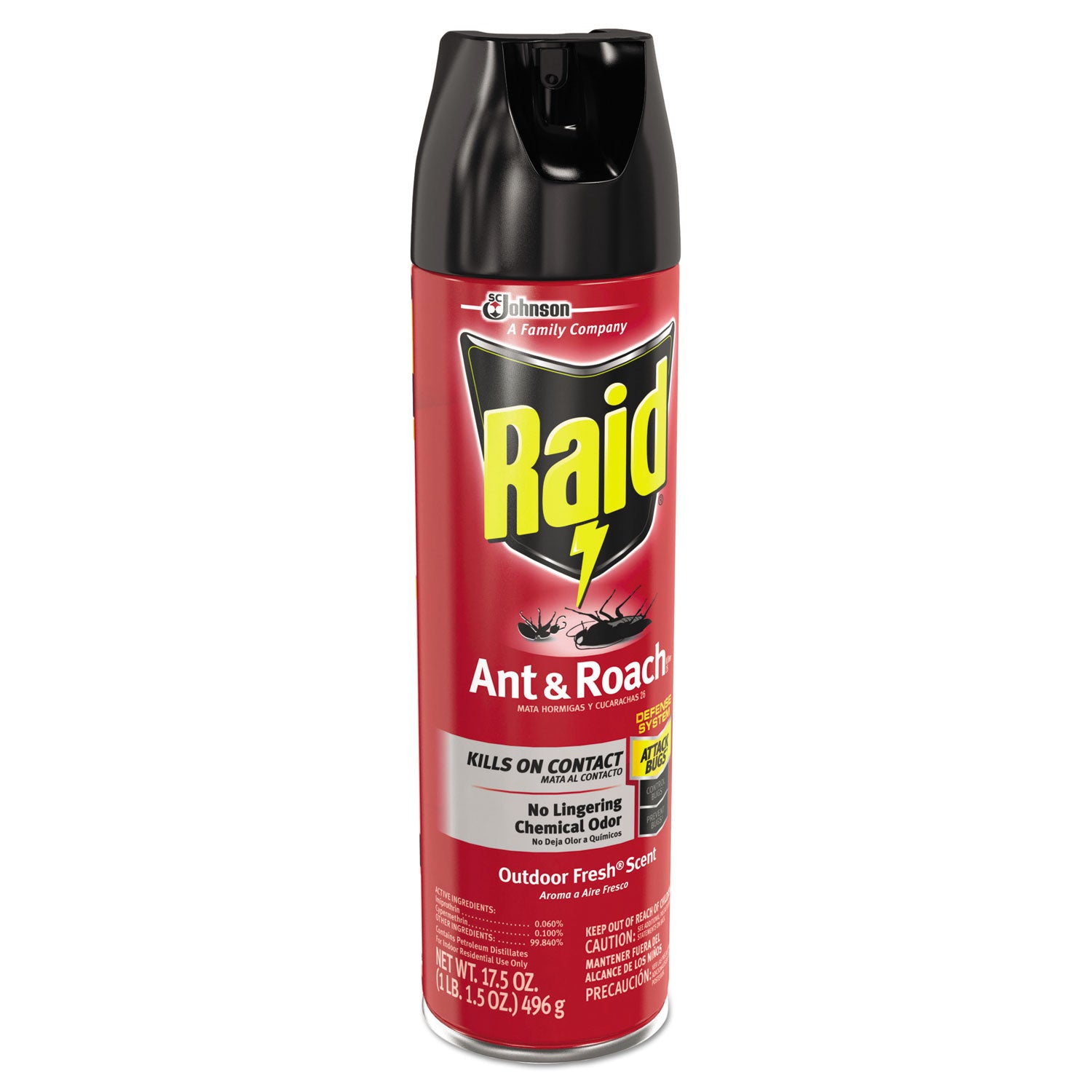 Raid® Ant and Roach Killer, 17.5 oz Aerosol Spray, Outdoor Fresh, 12/Carton