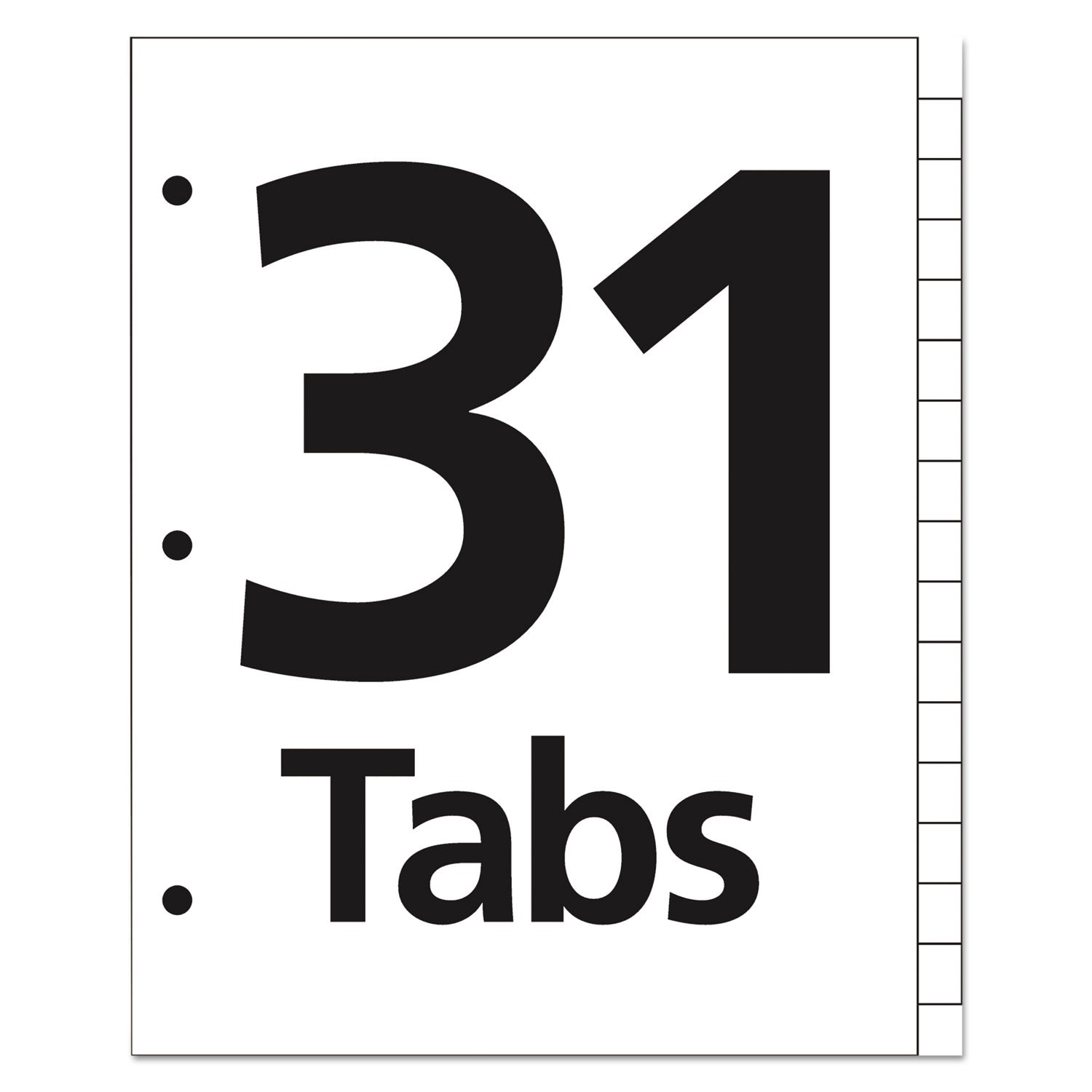 Office Essentials™ Table 'n Tabs Dividers, 31-Tab, 1 to 31, 11 x 8.5, White, Assorted Tabs, 1 Set