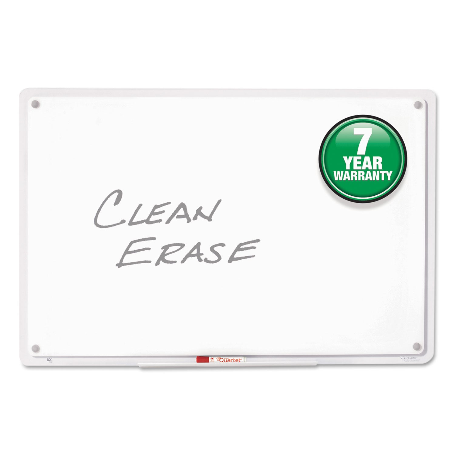 Quartet® iQ Total Erase Translucent-Edge Board, 36 x 23, White Surface, Clear Plastic Frame