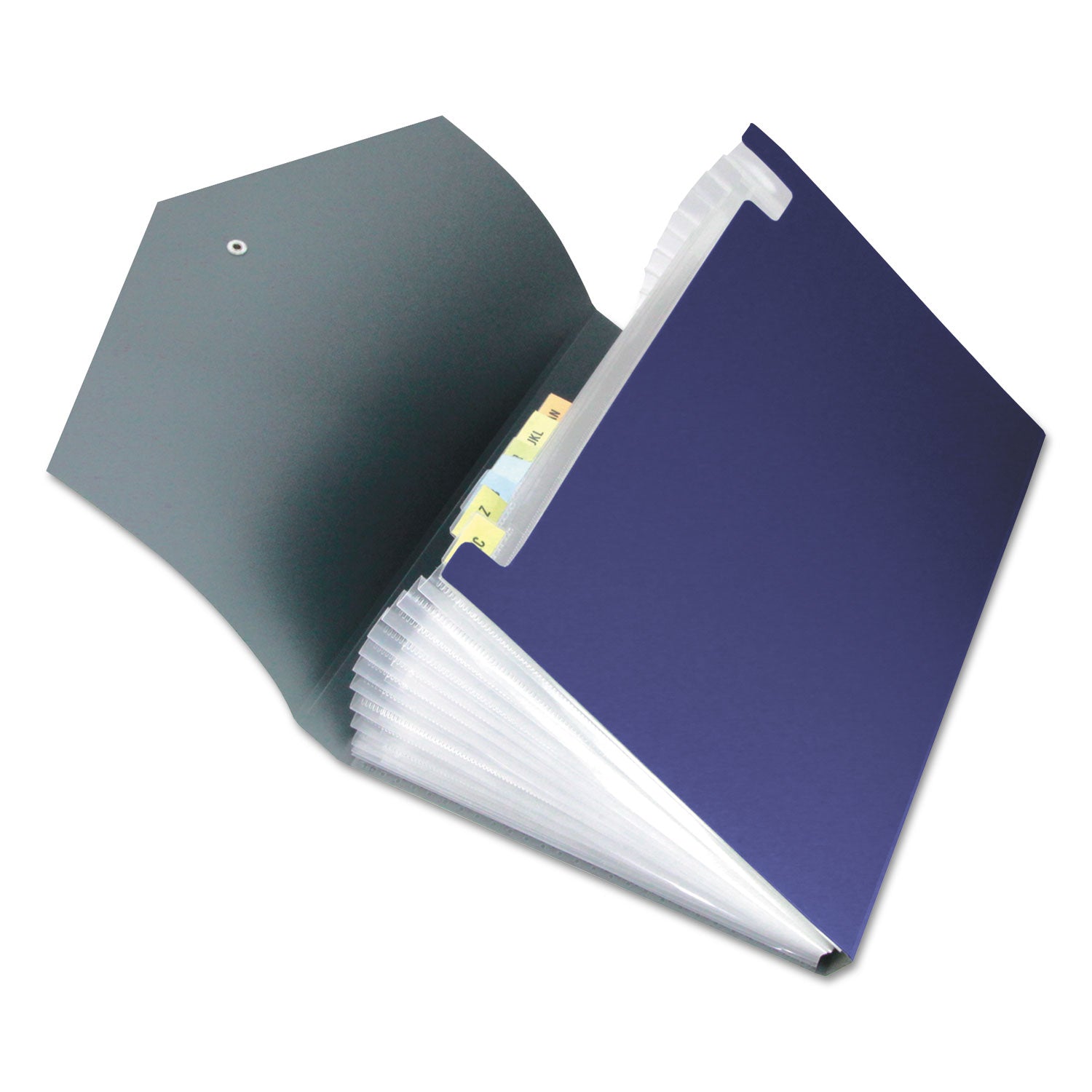 Universal® Poly Expanding Files, 13 Sections, Cord/Hook Closure, 1/12-Cut Tabs, Letter Size, Metallic Blue/Steel Gray