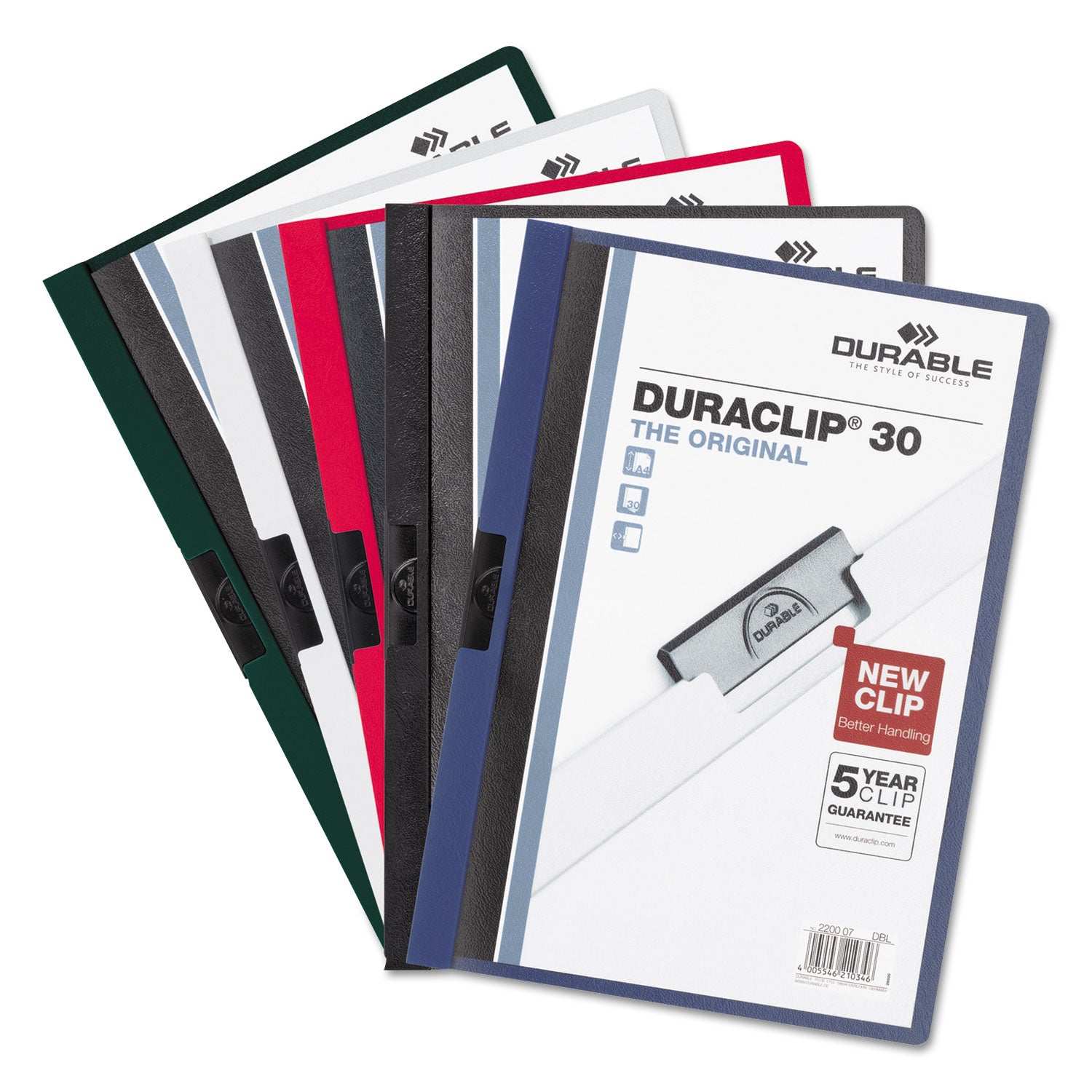 Durable® DuraClip Report Cover, Clip Fastener, Clear/Dark Blue, 25/Box