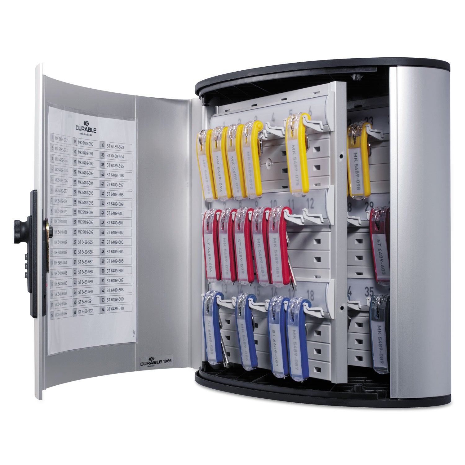 Locking Key Cabinet, 36-Key, Brushed Aluminum, Silver, 11.75 x 4.63 x 11