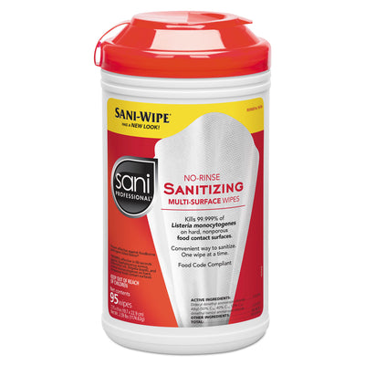 Sani Professional® No-Rinse Sanitizing Multi-Surface Wipes, Unscented, White, 95/Container, 6/Carton Flipcost Flipcost