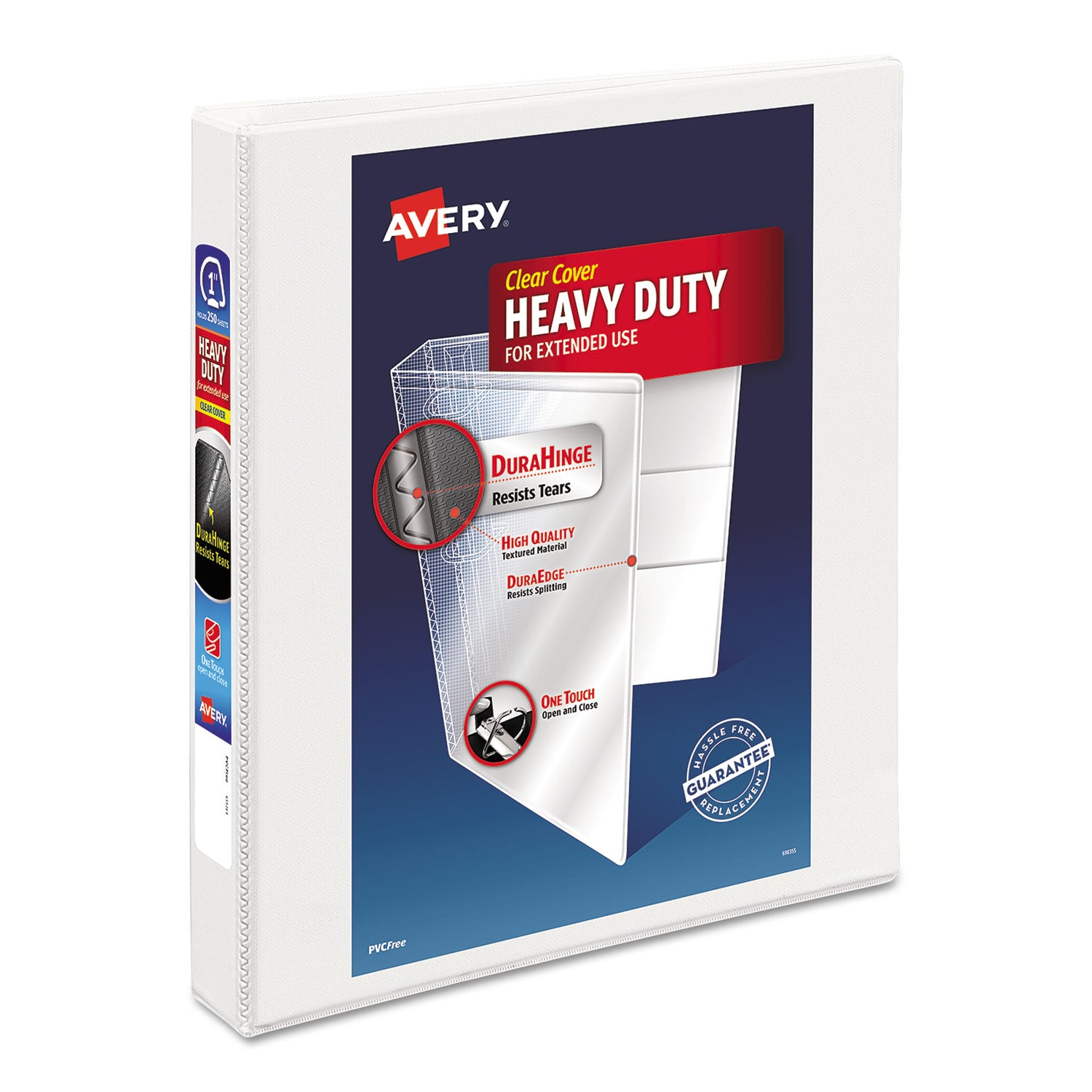 Heavy-Duty View Binder with DuraHinge and One Touch EZD Rings, 3 Rings, 1" Capacity, 11 x 8.5, White