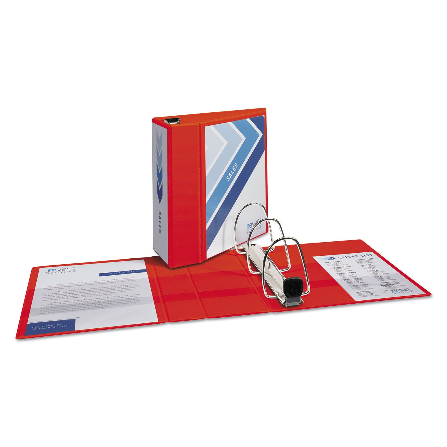 Avery® Heavy-Duty View Binder with DuraHinge and Locking One Touch EZD Rings, 3 Rings, 5" Capacity, 11 x 8.5, Red