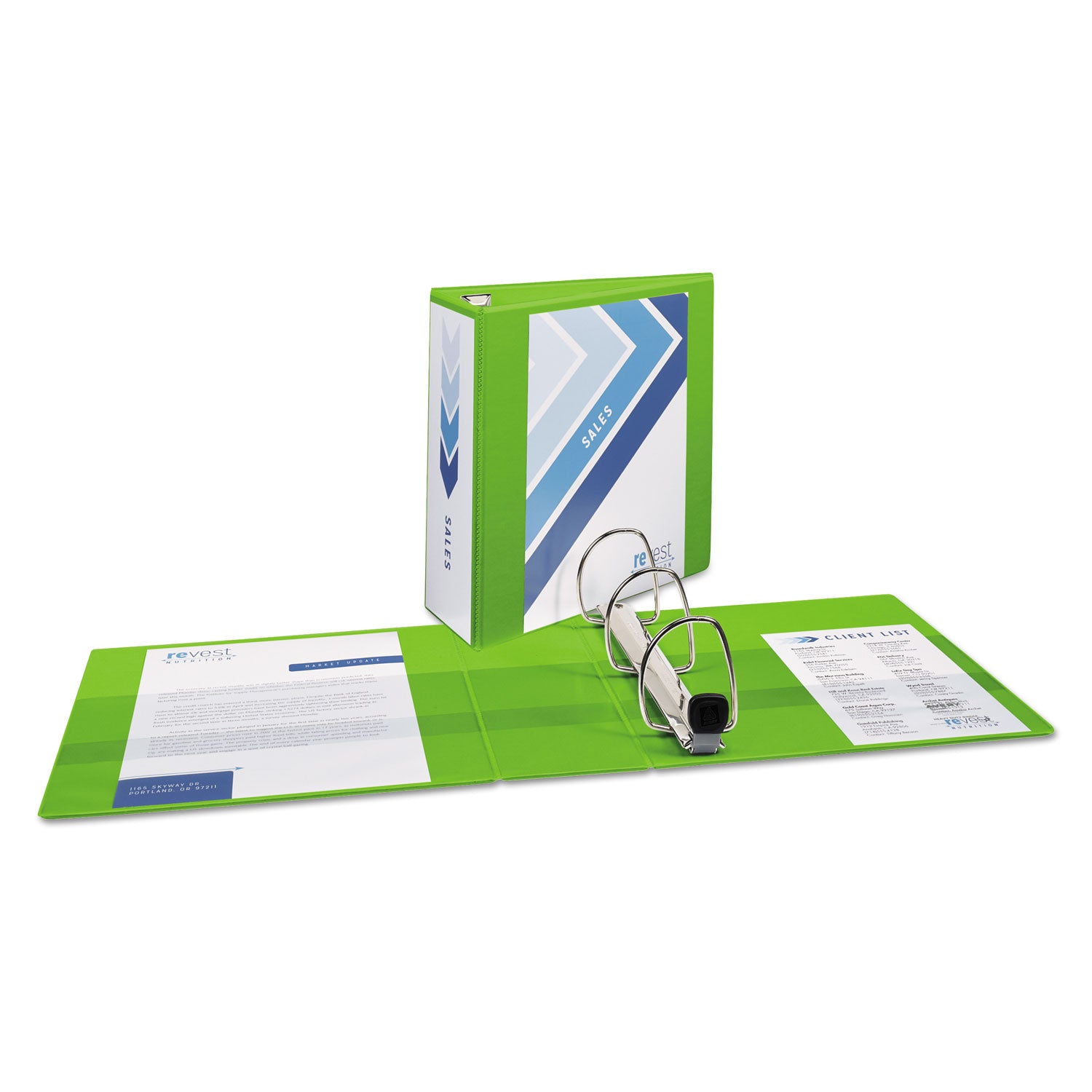 Avery® Heavy-Duty View Binder with DuraHinge and Locking One Touch EZD Rings, 3 Rings, 4" Capacity, 11 x 8.5, Chartreuse