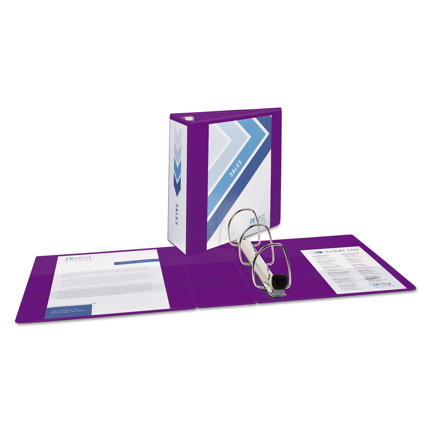 Avery® Heavy-Duty View Binder with DuraHinge and Locking One Touch EZD Rings, 3 Rings, 4" Capacity, 11 x 8.5, Purple