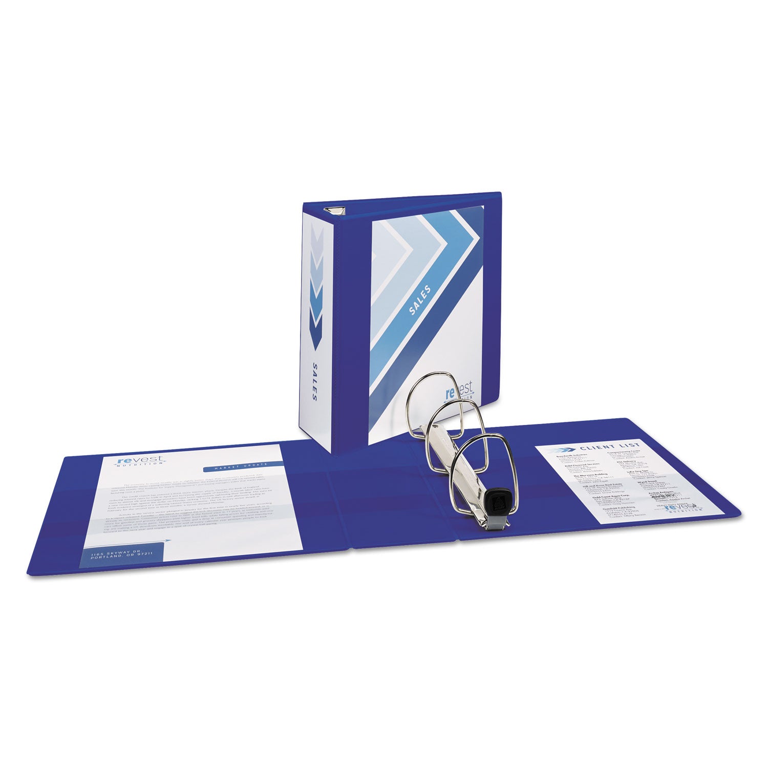 Avery® Heavy-Duty View Binder with DuraHinge and Locking One Touch EZD Rings, 3 Rings, 4" Capacity, 11 x 8.5, Pacific Blue