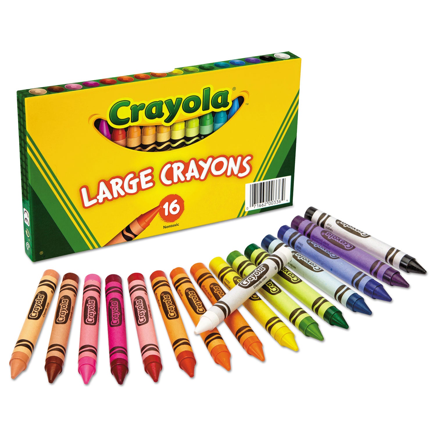 Crayola® Large Crayons, Lift Lid Box, 16 Colors/Box