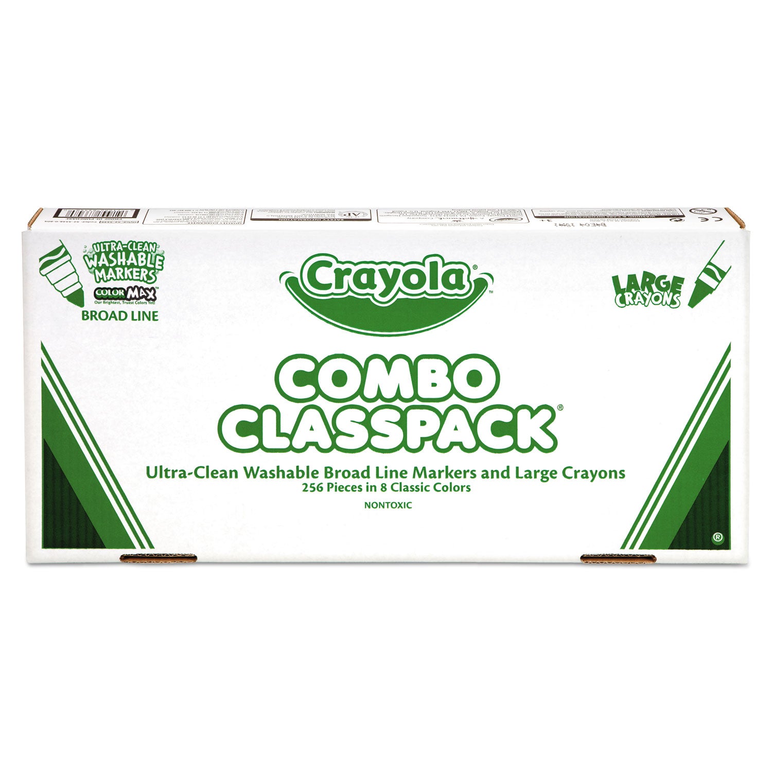 Crayon and Ultra-Clean Washable Marker Classpack, 8 Colors, 128 Each Crayons/Markers, 256/Box