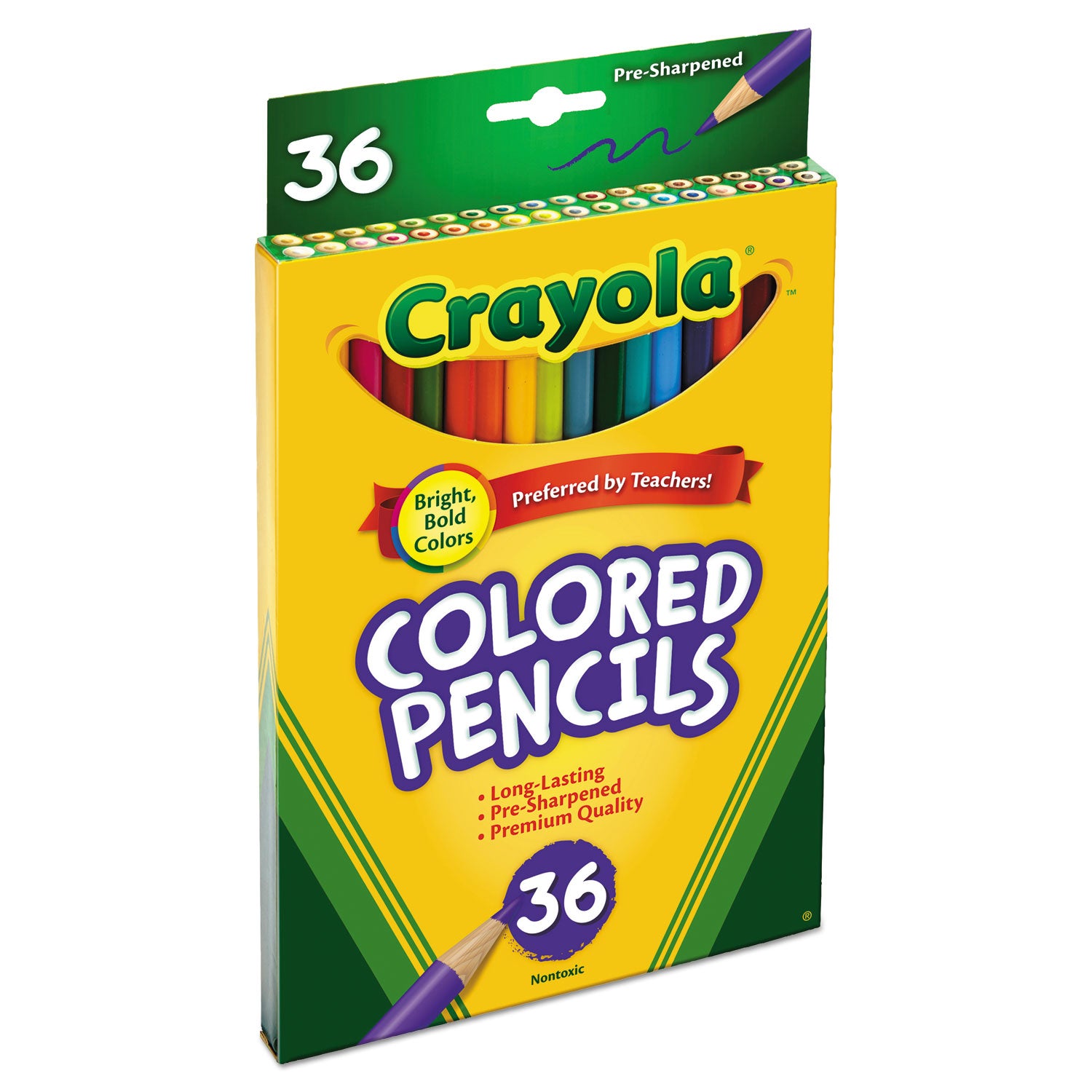 Crayola® Short-Length Colored Pencil Set, 3.3 mm, 2B, Assorted Lead and Barrel Colors, 36/Pack