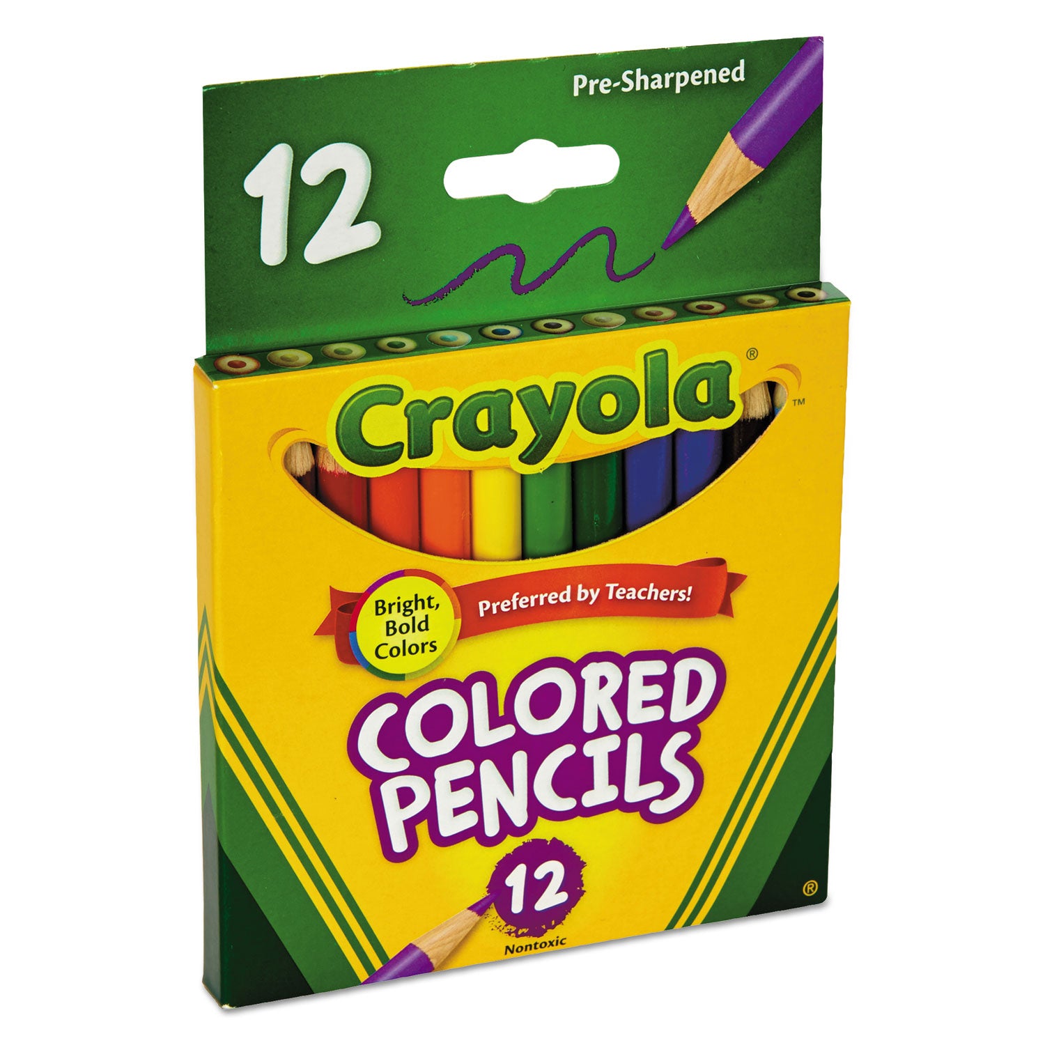 Crayola® Short-Length Colored Pencil Set, 3.3 mm, 2B, Assorted Lead and Barrel Colors, Dozen