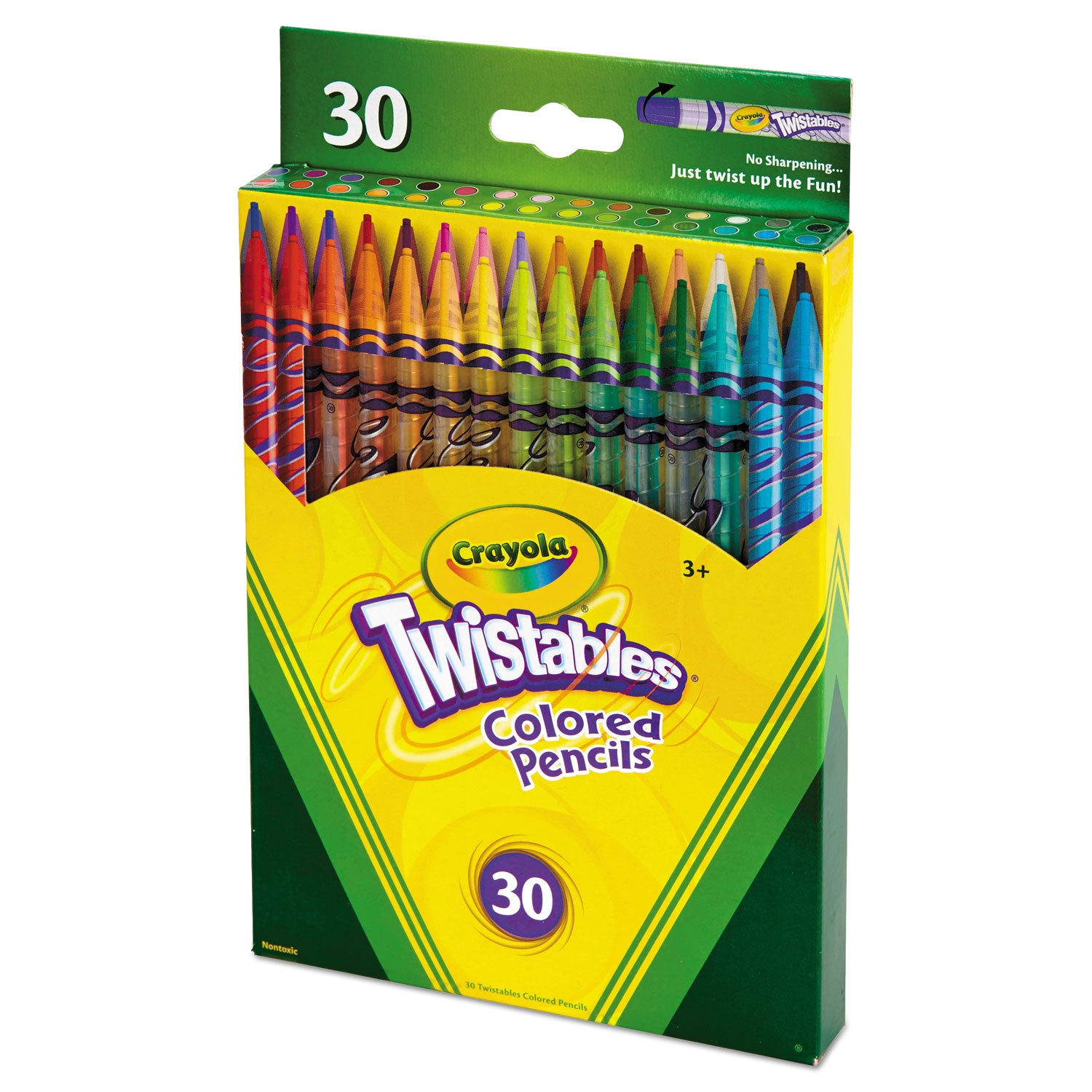 Twistables Colored Pencils, 2 mm, 2B, Assorted Lead and Barrel Colors, 30/Pack