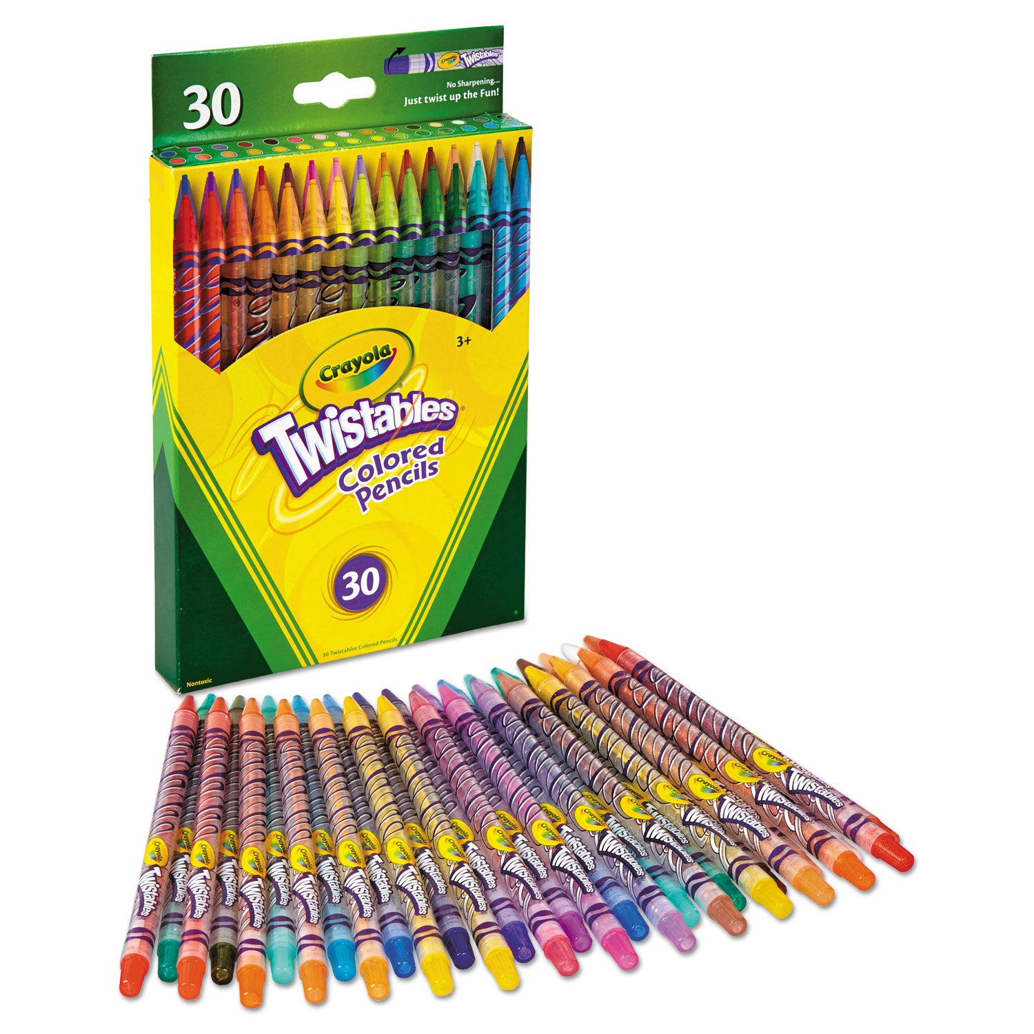 Twistables Colored Pencils, 2 mm, 2B, Assorted Lead and Barrel Colors, 30/Pack