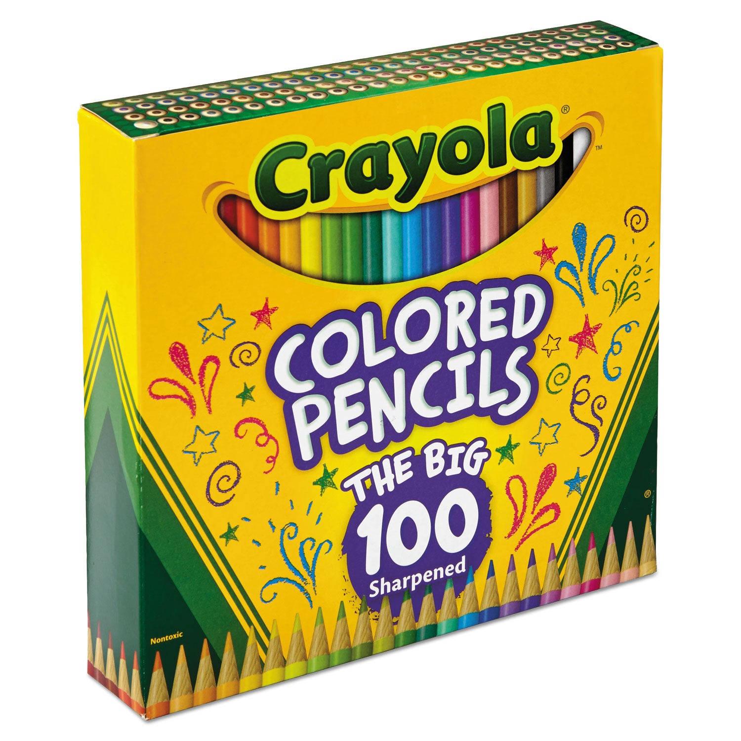 Crayola® Long-Length Colored Pencil Set, 3.3 mm, 2B, Assorted Lead and Barrel Colors, 100/Pack