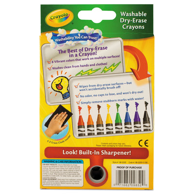 Washable Dry Erase Crayons w/E-Z Erase Cloth, Assorted Colors, 8/Pack Flipcost Flipcost