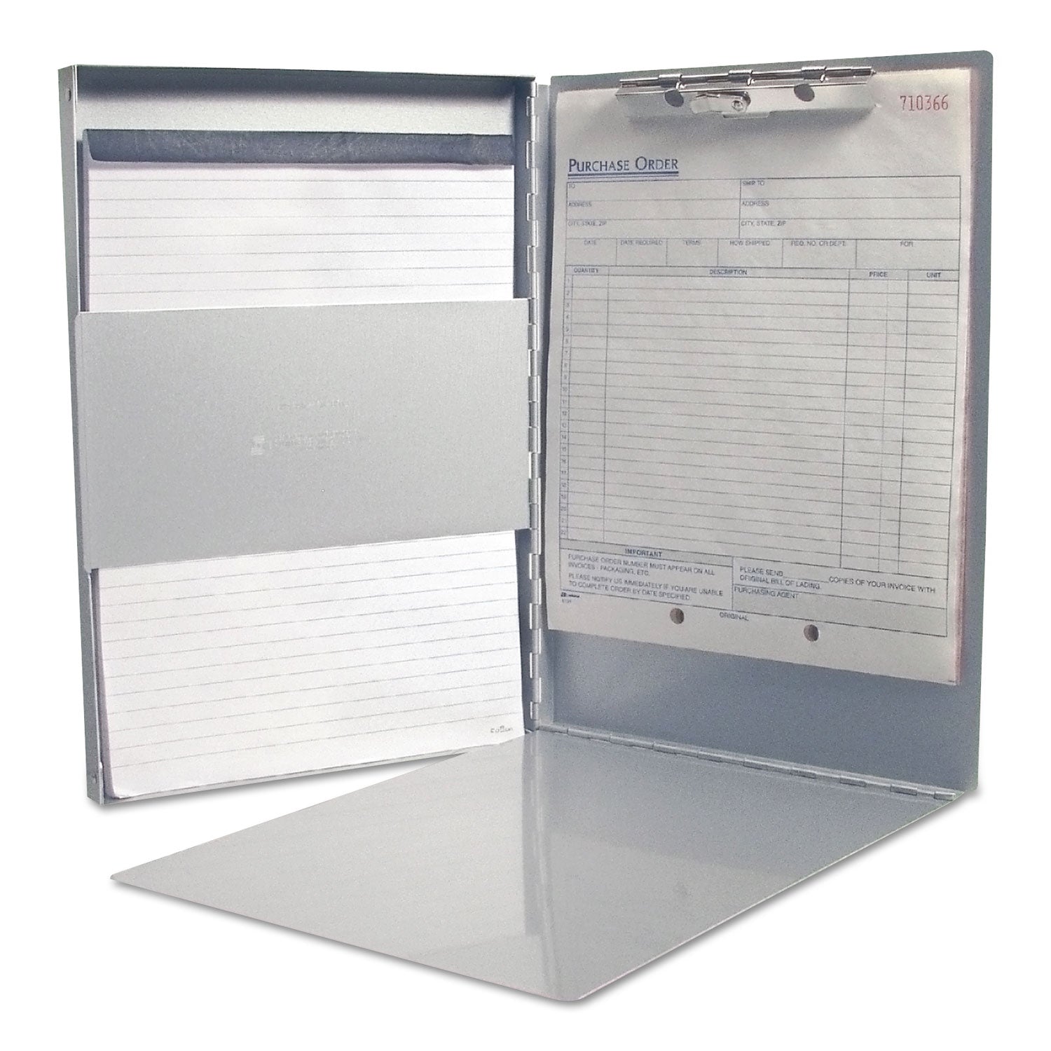 Saunders Snapak Aluminum Side-Open Forms Folder, 0.5" Clip Capacity, Holds 8.5 x 11 Sheets, Silver