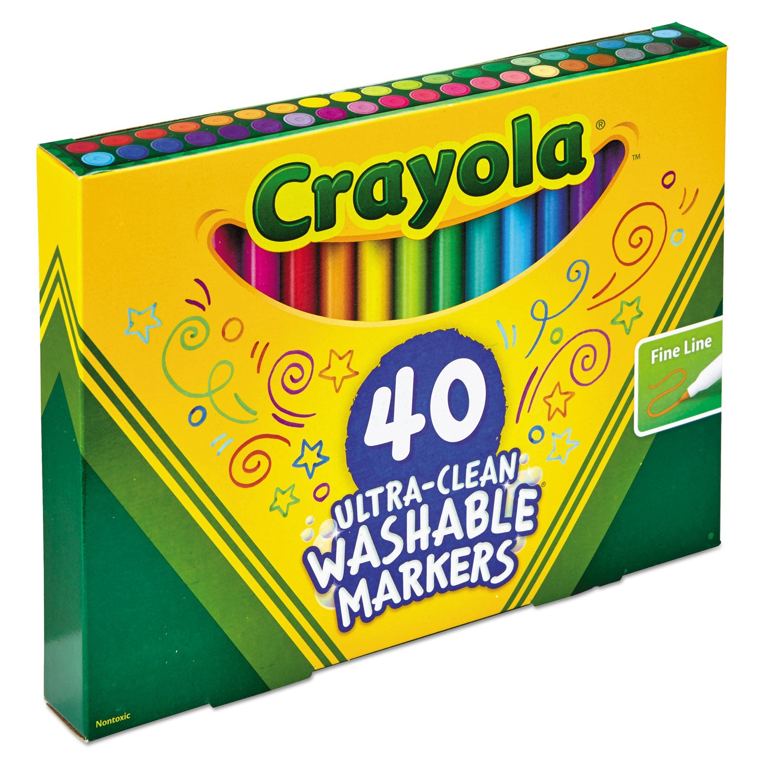 Crayola® Ultra-Clean Washable Markers, Fine Bullet Tip, Assorted Colors, 40/Set