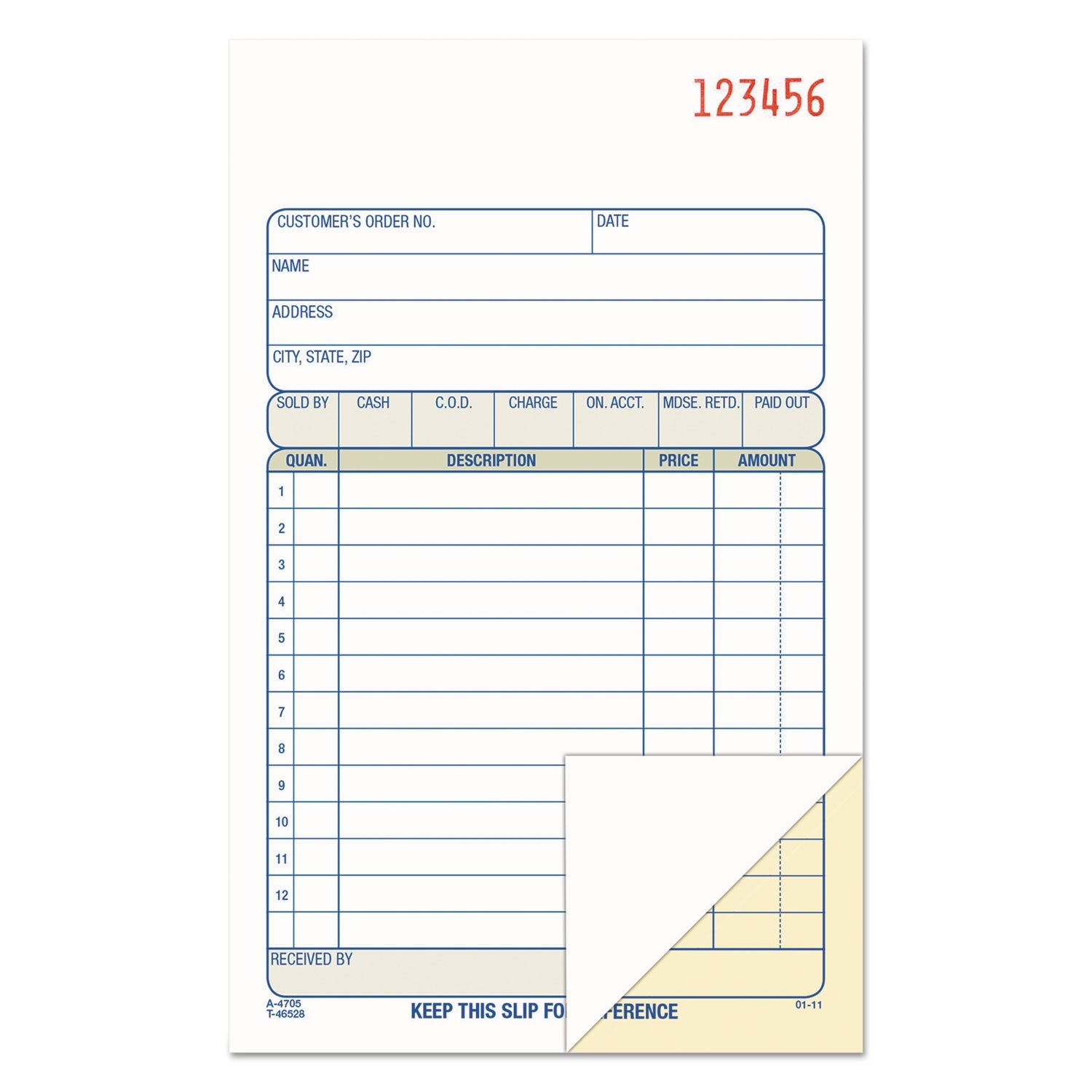 2-Part Sales Book, 12 Lines, Two-Part Carbon, 6.69 x 4.19, 50 Forms Total