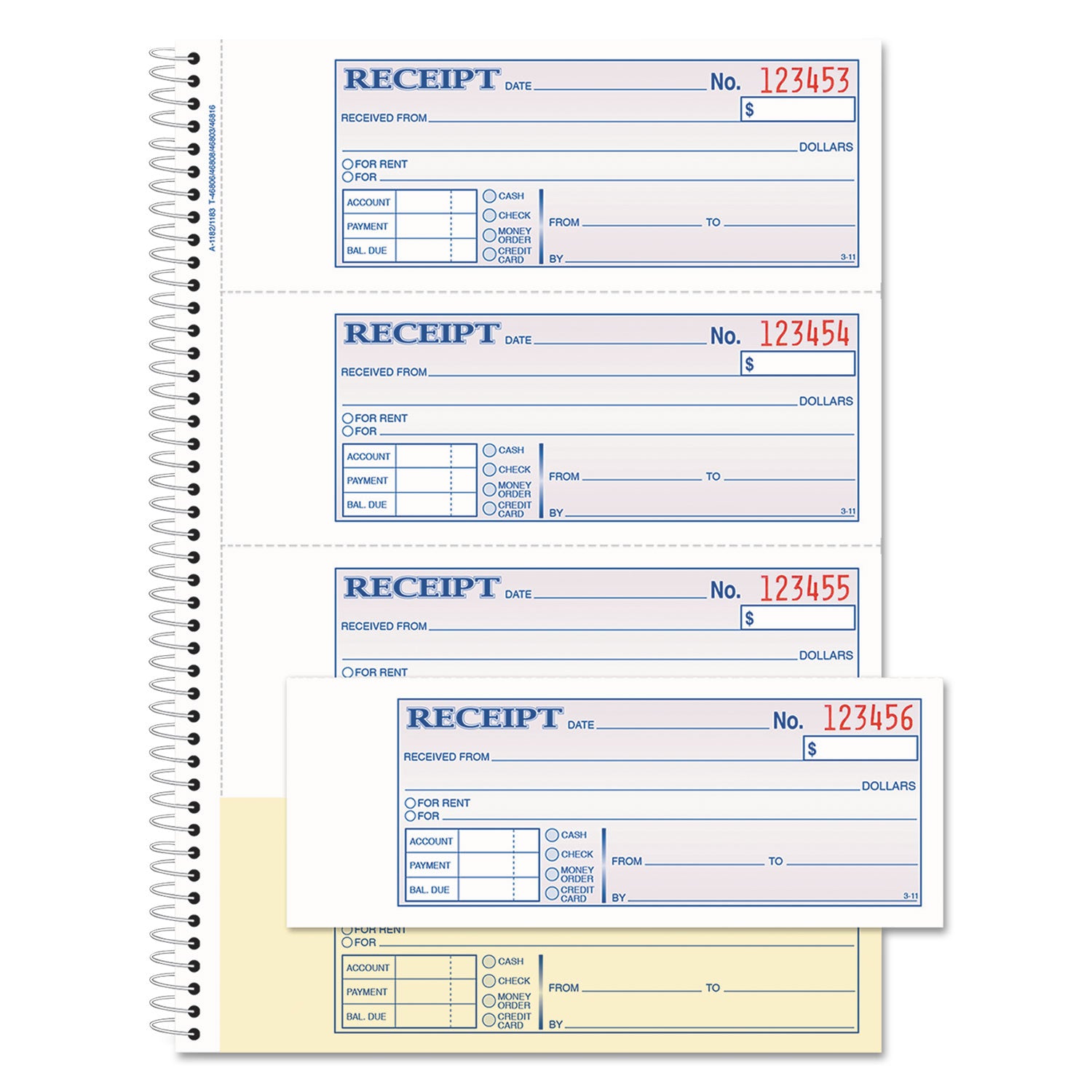 TOPS Money/Rent Receipt Book, Two-Part Carbon, 7 x 2.75, 4 Forms/Sheet, 200 Forms Total