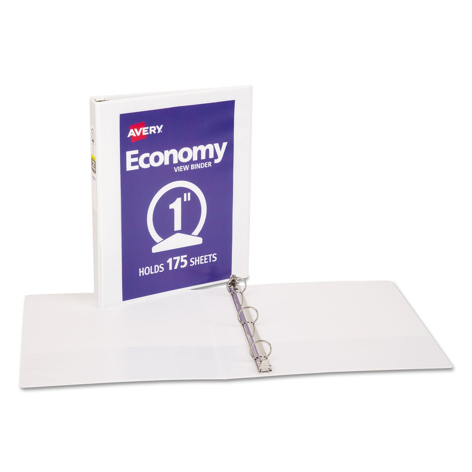 Avery® Economy View Binder with Round Rings , 3 Rings, 1" Capacity, 11 x 8.5, White, (5711)